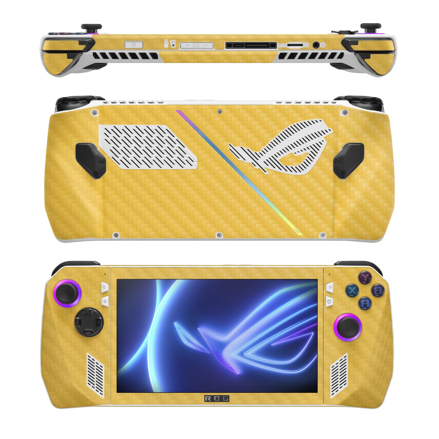 MightySkins Carbon Fiber Skin Compatible with Asus ROG Ally - Solid Marigold | Protective, Durable Textured Carbon Fiber Finish | Easy to Apply