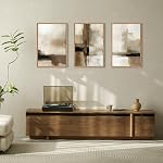 Ausril Grand Résumé Neutre Cadre Toile Wall Art Set,Brown Beige Wall Decor,Minimalist Black Wall Painting,Modern Brosse Stroke Ligne d'Art Imprimé pour le salon,Chambre,Bureau- 16"x24"x3