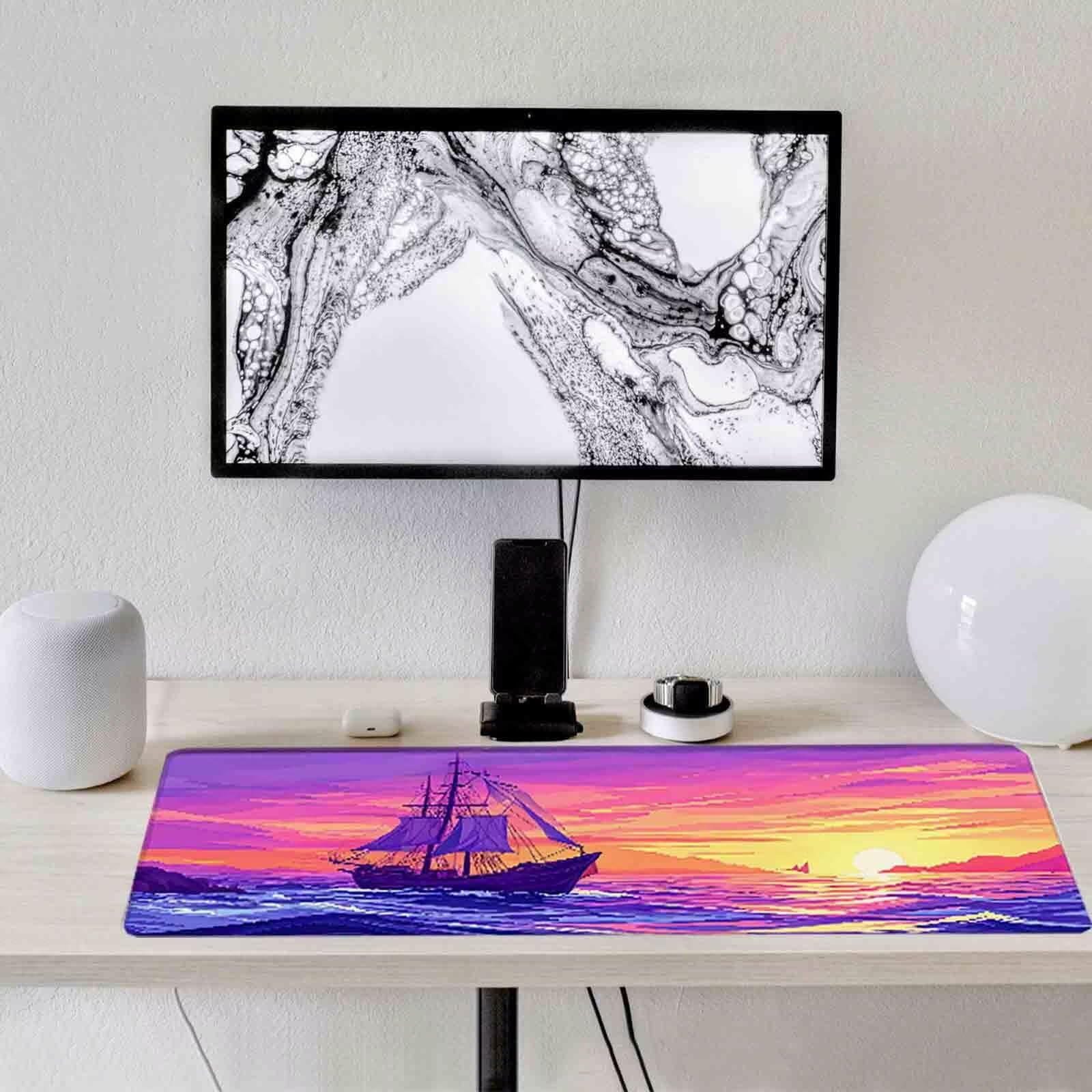 Tappetino Mouse Viola Mousepad Barca Tappetino Mouse XXL 1200 x 600mm Sottomano Scrivania Grande con Base in Gomma Antiscivolo Accessori Gaming, Migliora Precisione e Velocità per PC, Laptop r8751