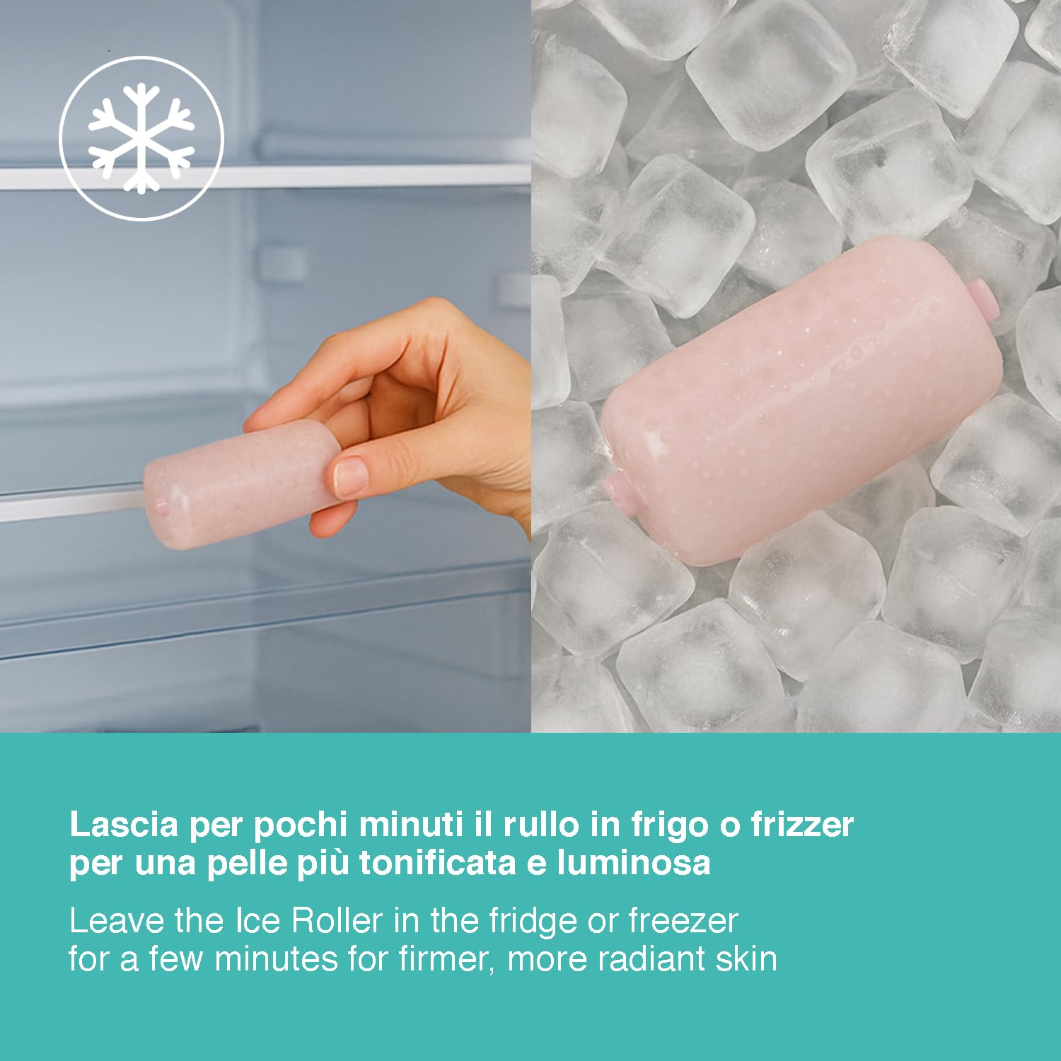 BEPER C301ABE110 Eisroller-Massagegerät für das Gesicht, Kryotherapie-Massagegerät gegen Schwellungen und Augenringe, Erfrischender Roller für die Hautpflege, Kompakt und tragbar
