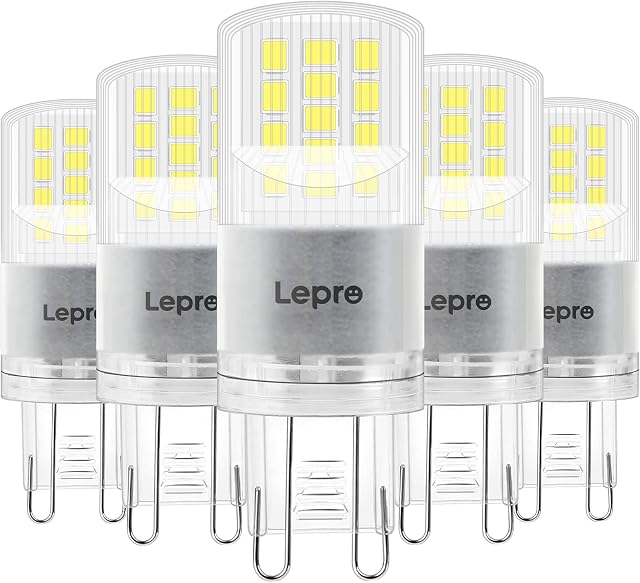 Lepro G9 LED Bulbs 3.8W, Cool White 6000K, 470lm, Equivalent to 40W G9 Halogen Bulb, Non Dimmable, AC 220V-240V LED Capsule Bulb, Pack of 5