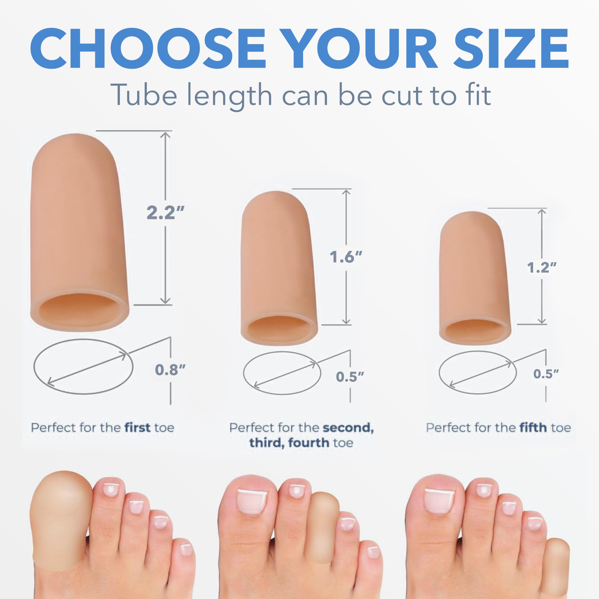Confezione da 12 protezioni per dita dei piedi da donna e da uomo, 8 piccole e 4 grandi in silicone beige, puntale in gel per fornire sollievo da unghie mancanti/incarnite, duroni, calli, vesciche