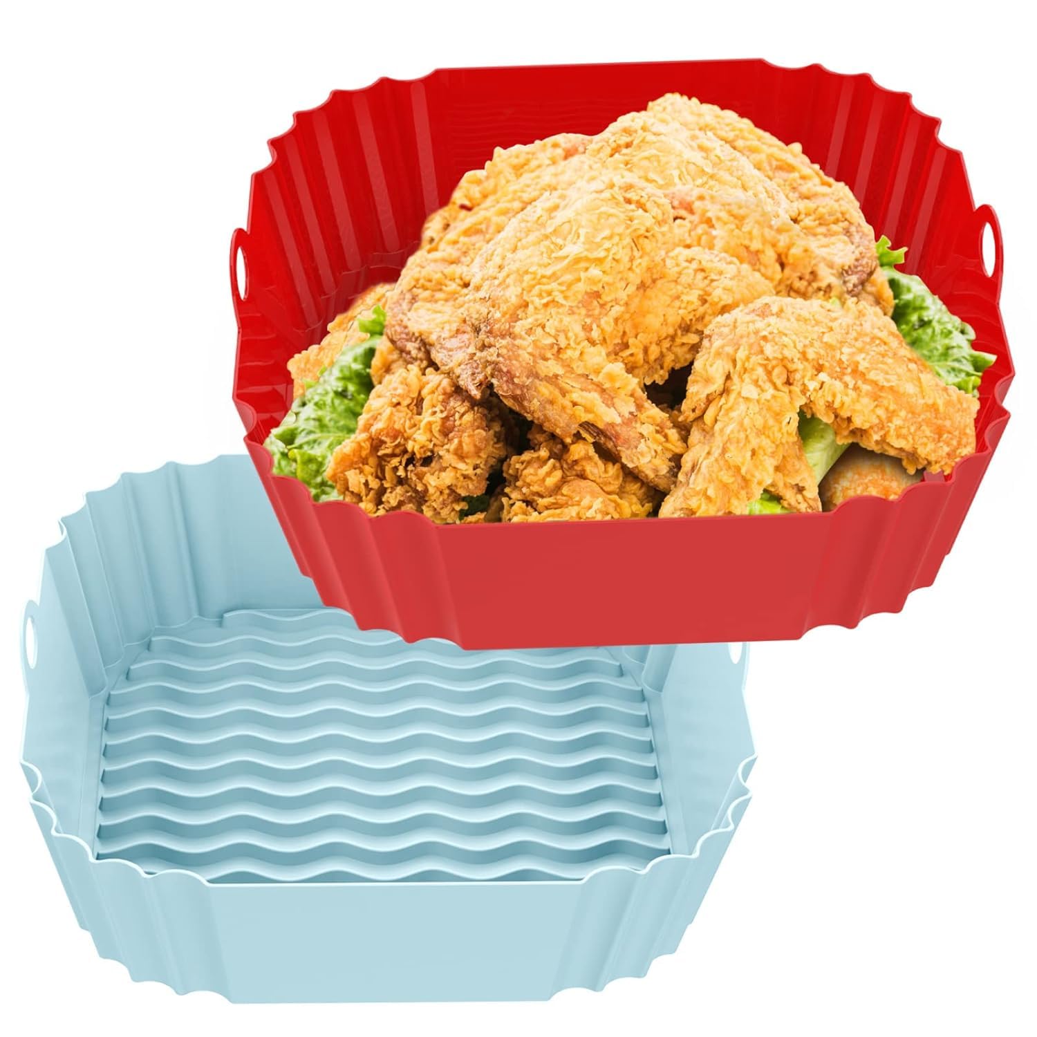 Jecob Square Reusable Air Fryer Silicone Basket, Food Safe Heat Resistant Easy Cleaning Air fryers Silicone Pots (Multi Color) (Square PACK OF 1)-image-49