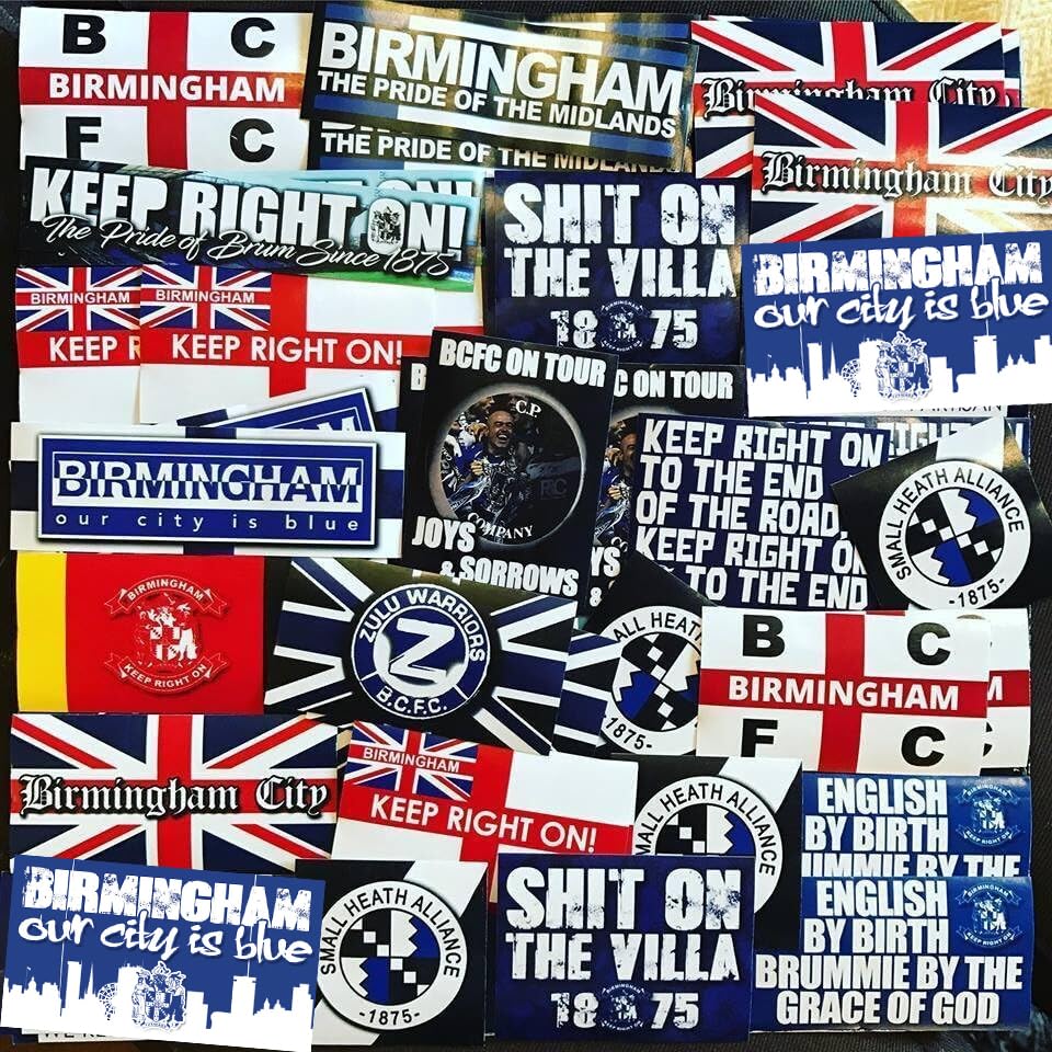 100 x Stickers for Birmingham Fans - Inspired by BCFC St Andrews Blues Ultras Zulu Scarf Flags Banners