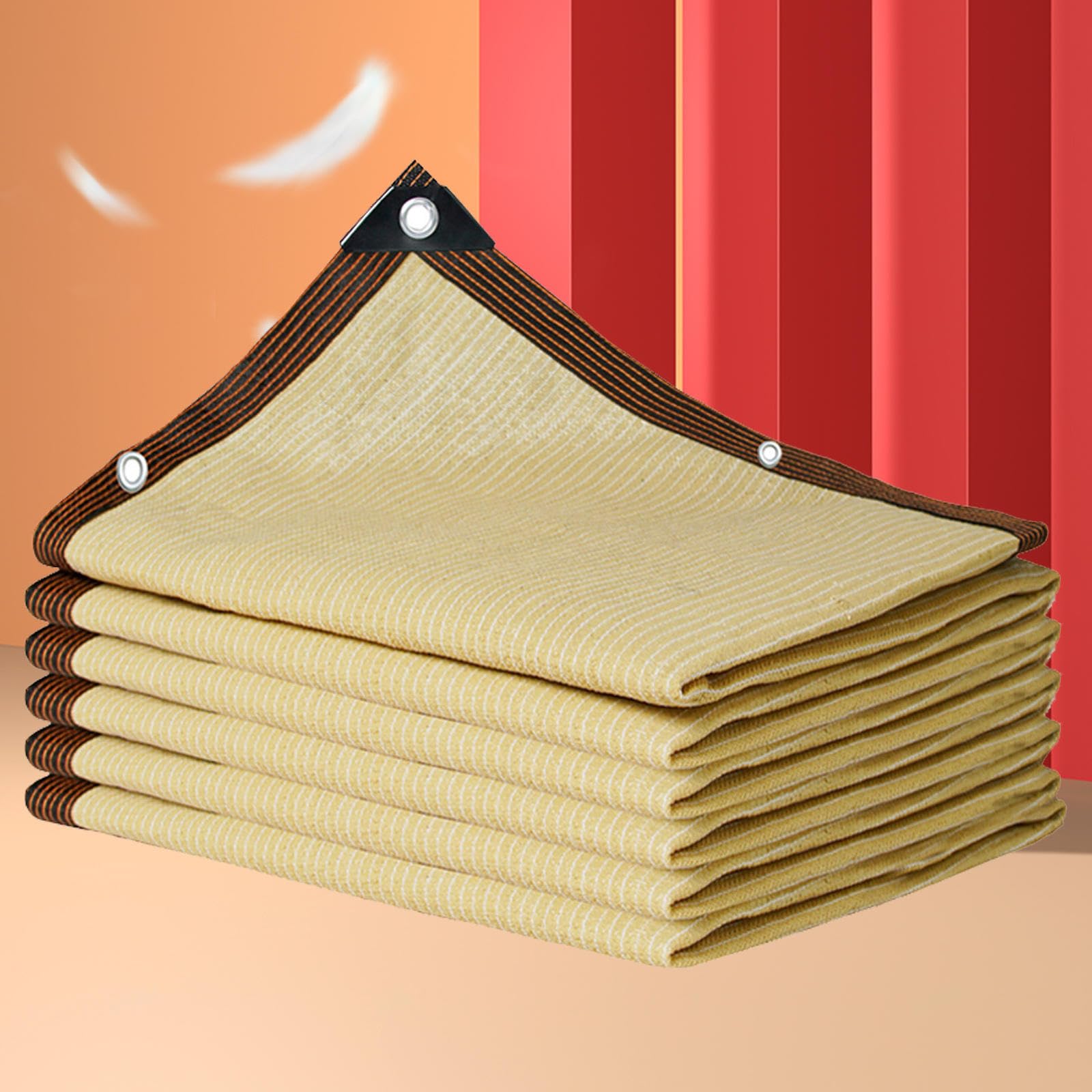 WQPMNYG Beige Sun Shade Cloth with Grommets, 90%-95% UV Resistant Outdoor Canopy for Garden, Balcony, Pergola, 3x6m, Shade Sail, Weatherproof Fabric