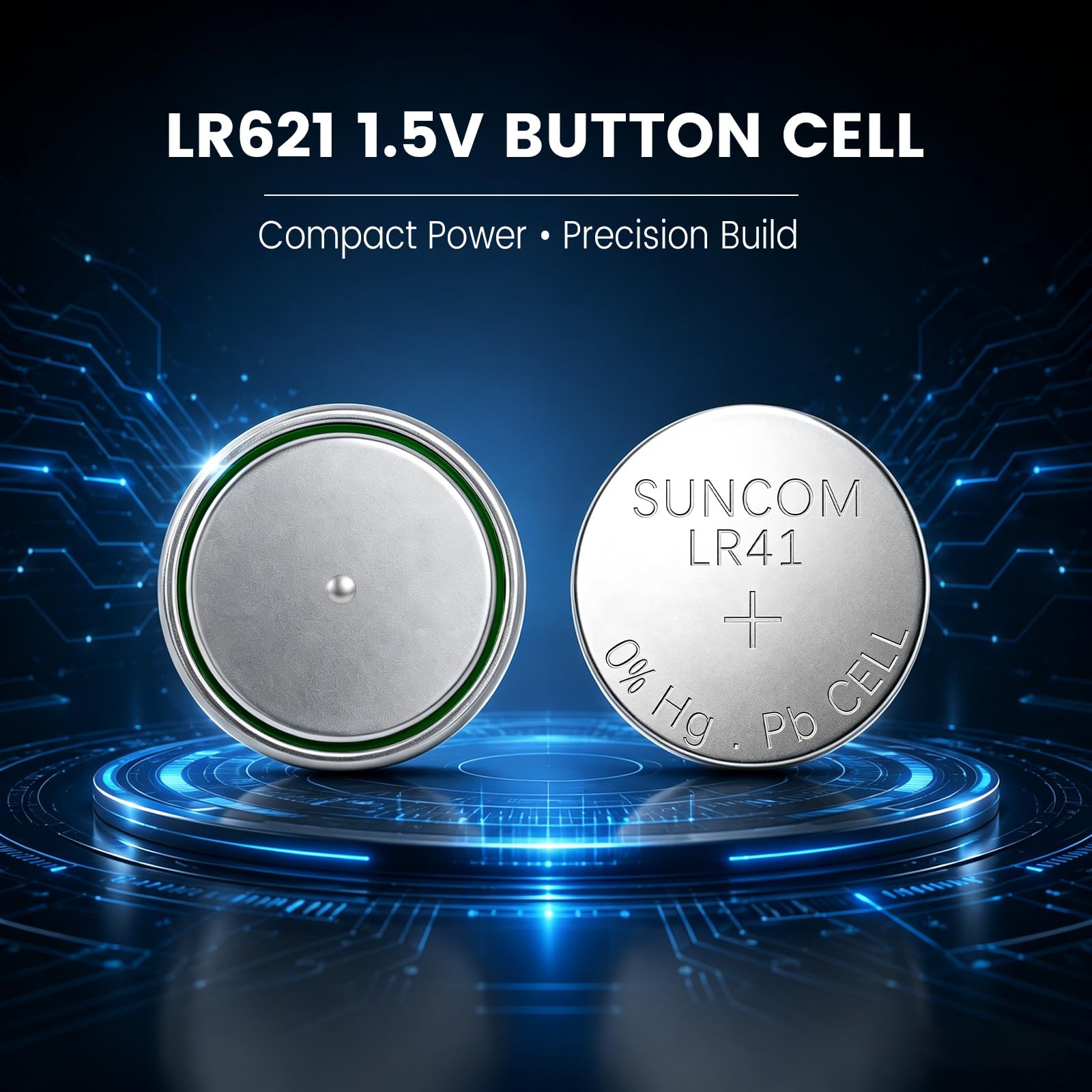 suncom LR41-Batterie Einzelnutzung 192 384 Sr736 V36A Sr41Sw Uhr Spielzeug-Kameras Fernbedienungen (100 Stück) Ag3 1,5 V Alkaline Knopfzelle