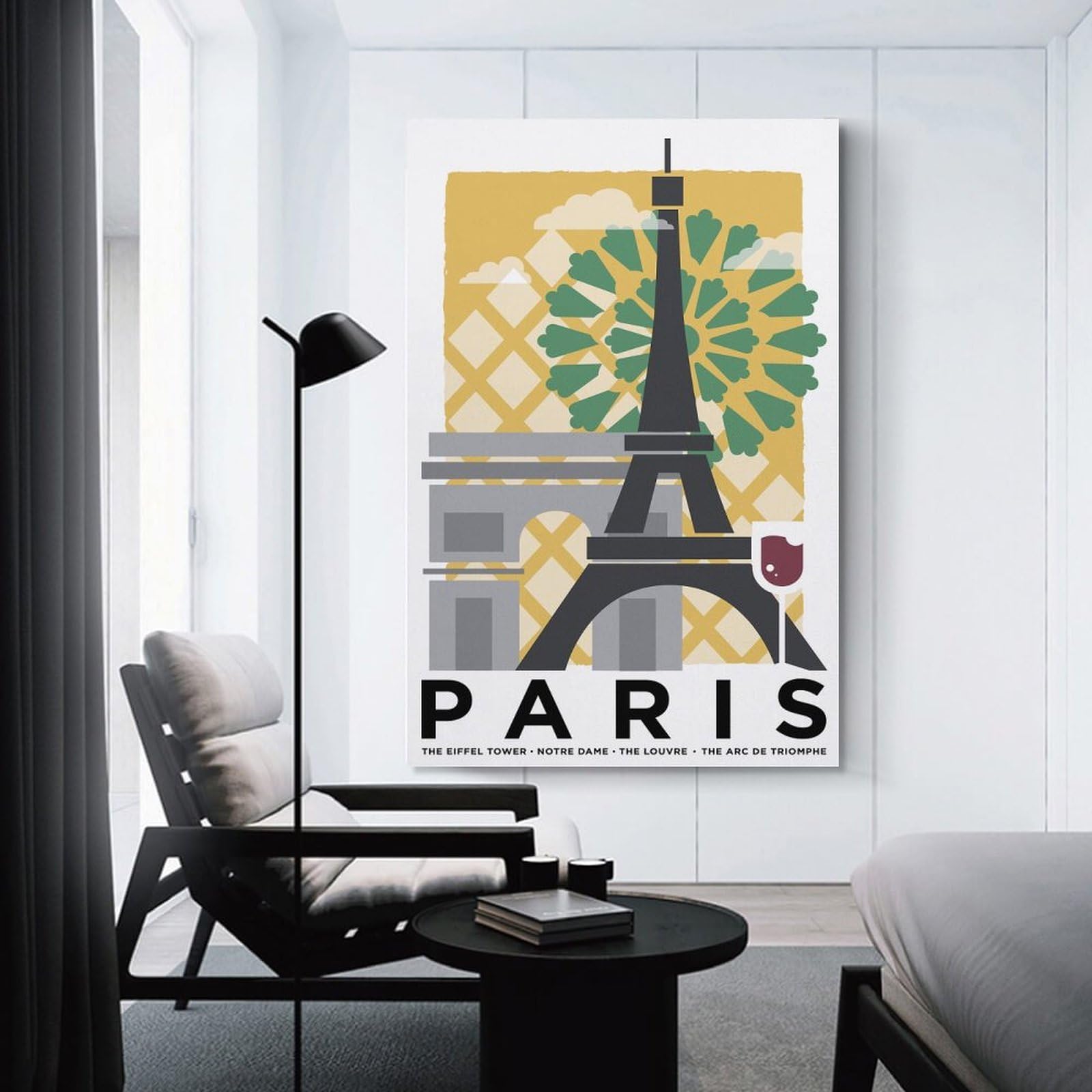 Junmoney Paris Travel Canvas Wall Picture, 20x30inch(50x75cm), for Wall Displays, Bedrooms Or Room Updates, Wall Decor Suited to Curated Displays