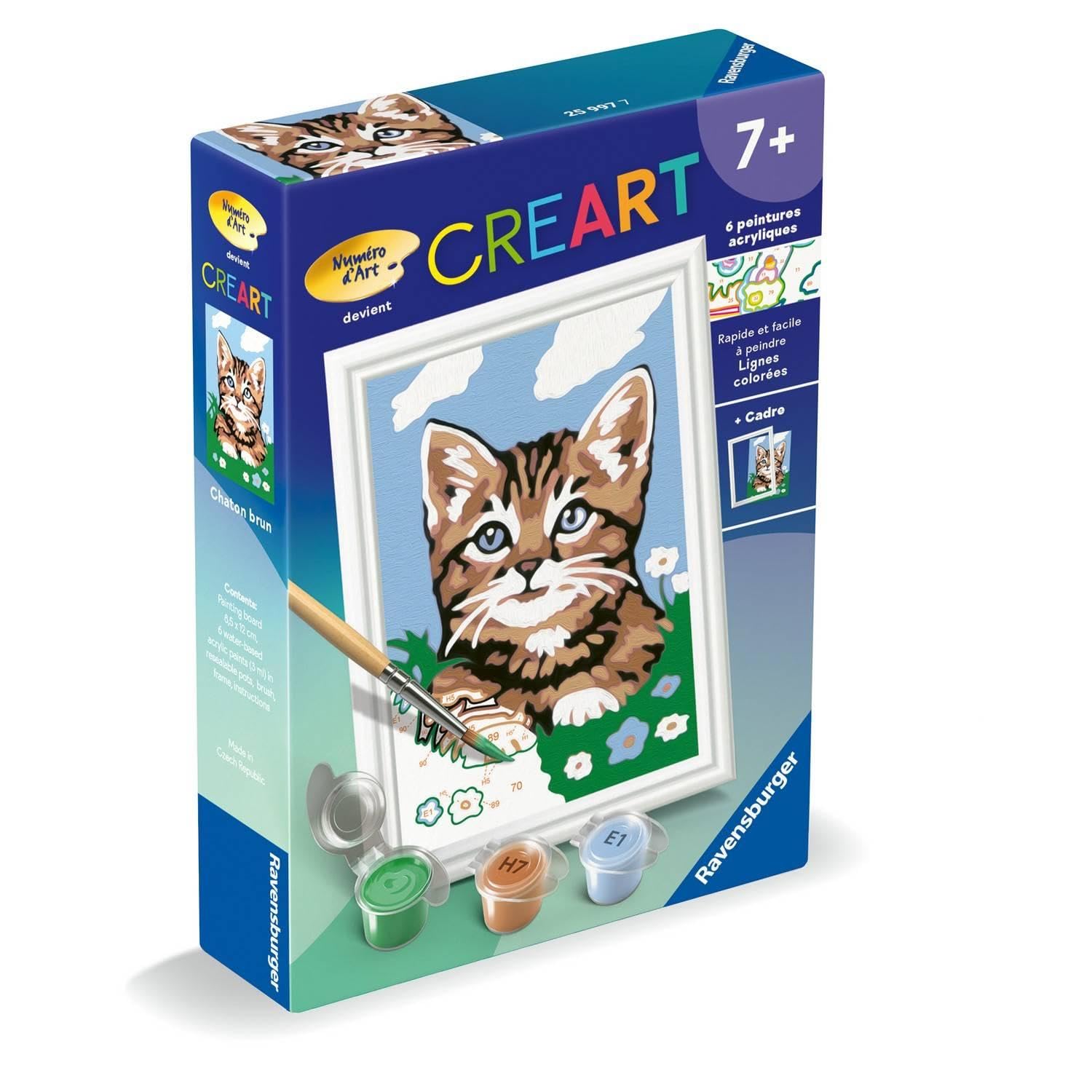 Ravensburger CreArt Kids 8x12 cm - Numer sztuki - Brązowy kotek - Zestaw do malowania po numerach - Od 9 lat - 25997