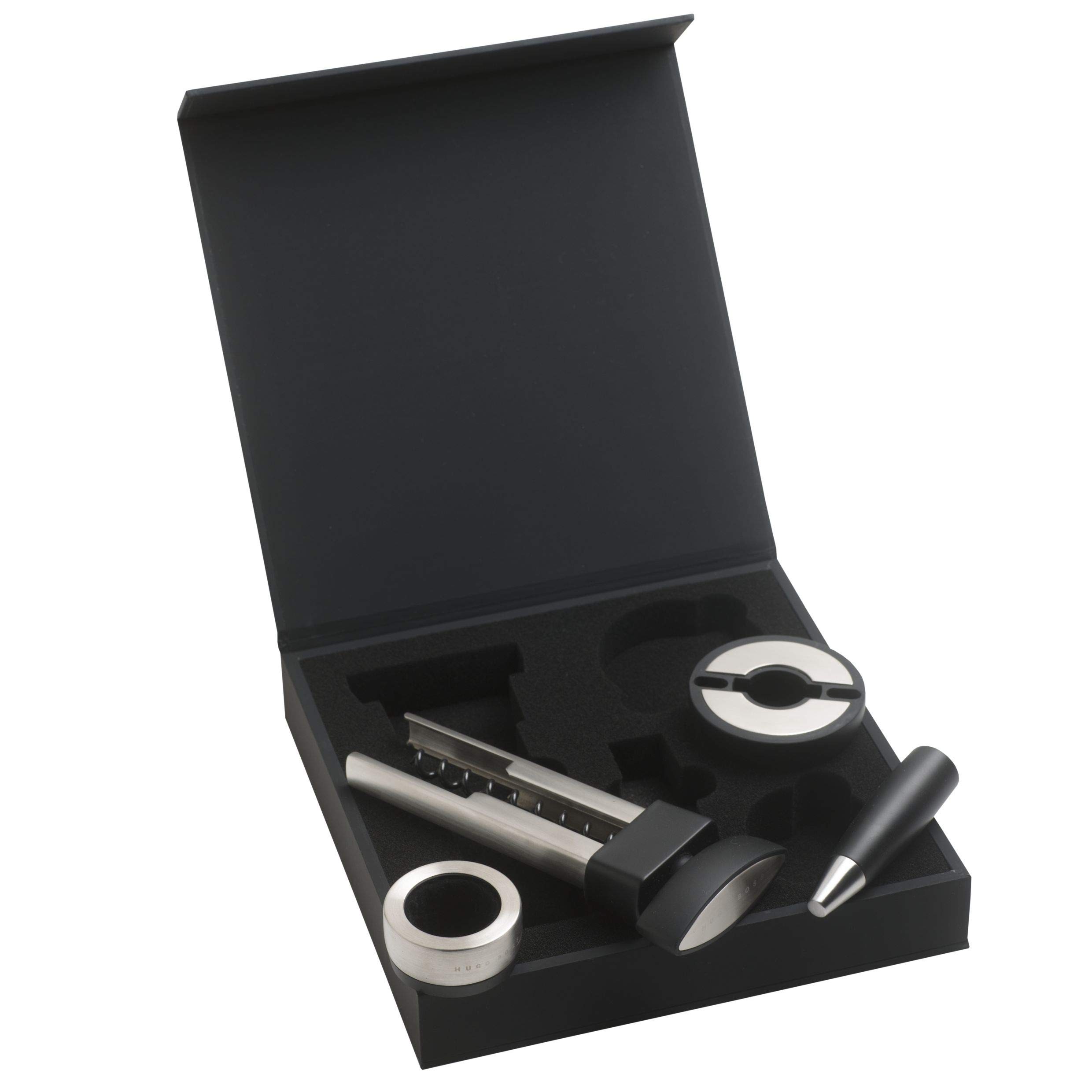 Hugo Boss Haw592 Distinct : set de 4 ouvre-vin en acier inoxydable gris et noir de haute precision