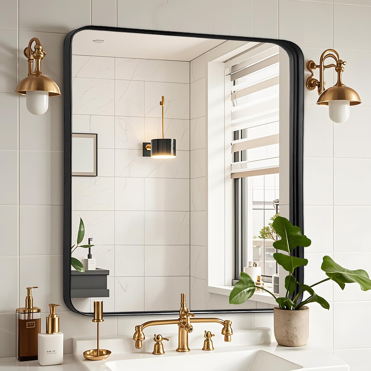 Fabuday Bathroom Mirror with Black...
