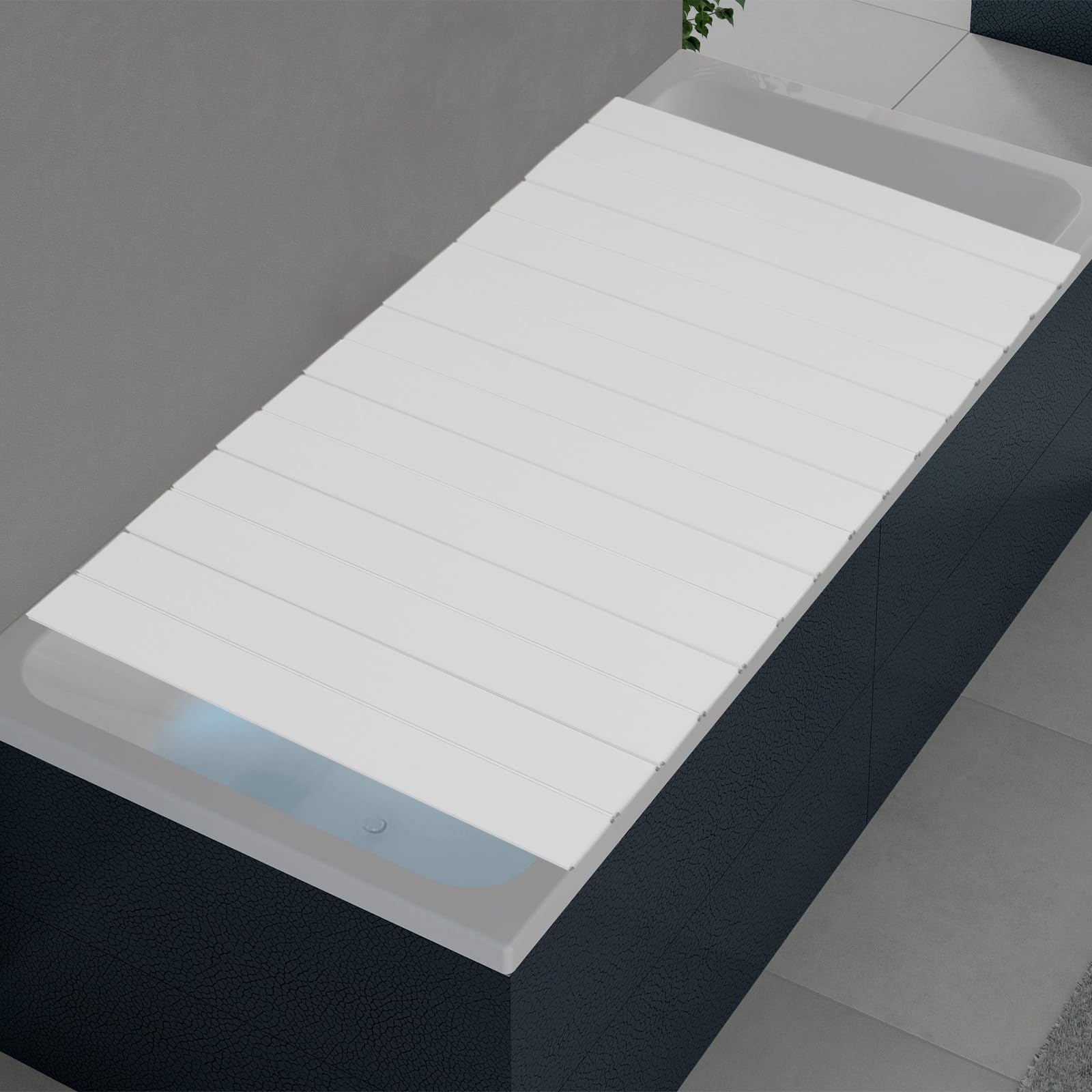 Badewannenabdeckung 160x70cm bis 5kg Belastbar Faltbare Staubdichte Badewannenabdeckungen Dämmplatte Badewannen Abdeckung 6.5mm für Badewannen, Fässern, Hotelbadewannen (Grau)