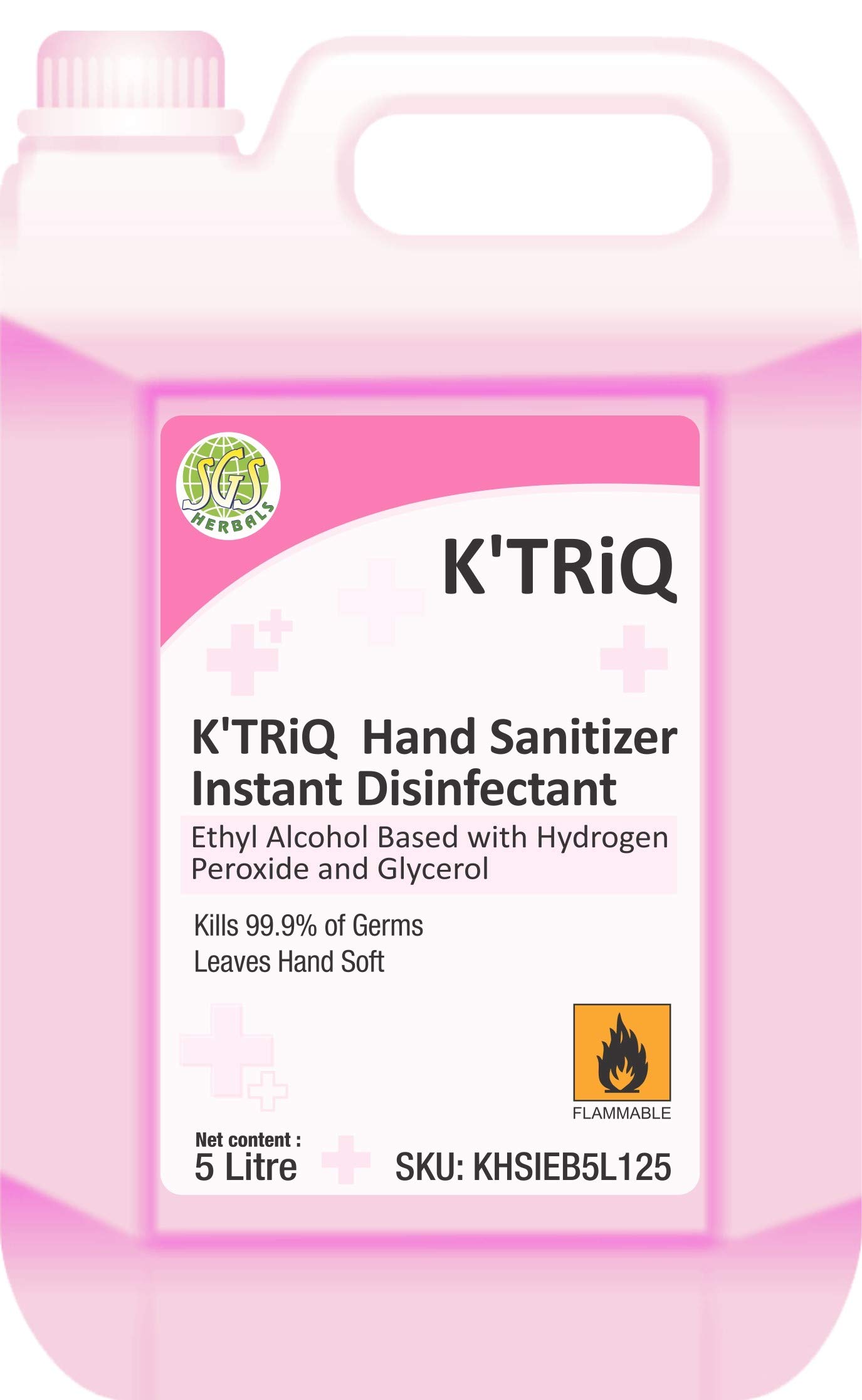 KTRiQ 80% Instant Disinfectant Hand Sanitizer- Liquid Can (5 Litre) - WHO Recommended Formula FDA Approved - Best for Adults and Children - Kills 99.99% Harmful Germs(Refill Pack of 1) (B08W27Z9TQ) Amazon Price History, Amazon Price Tracker