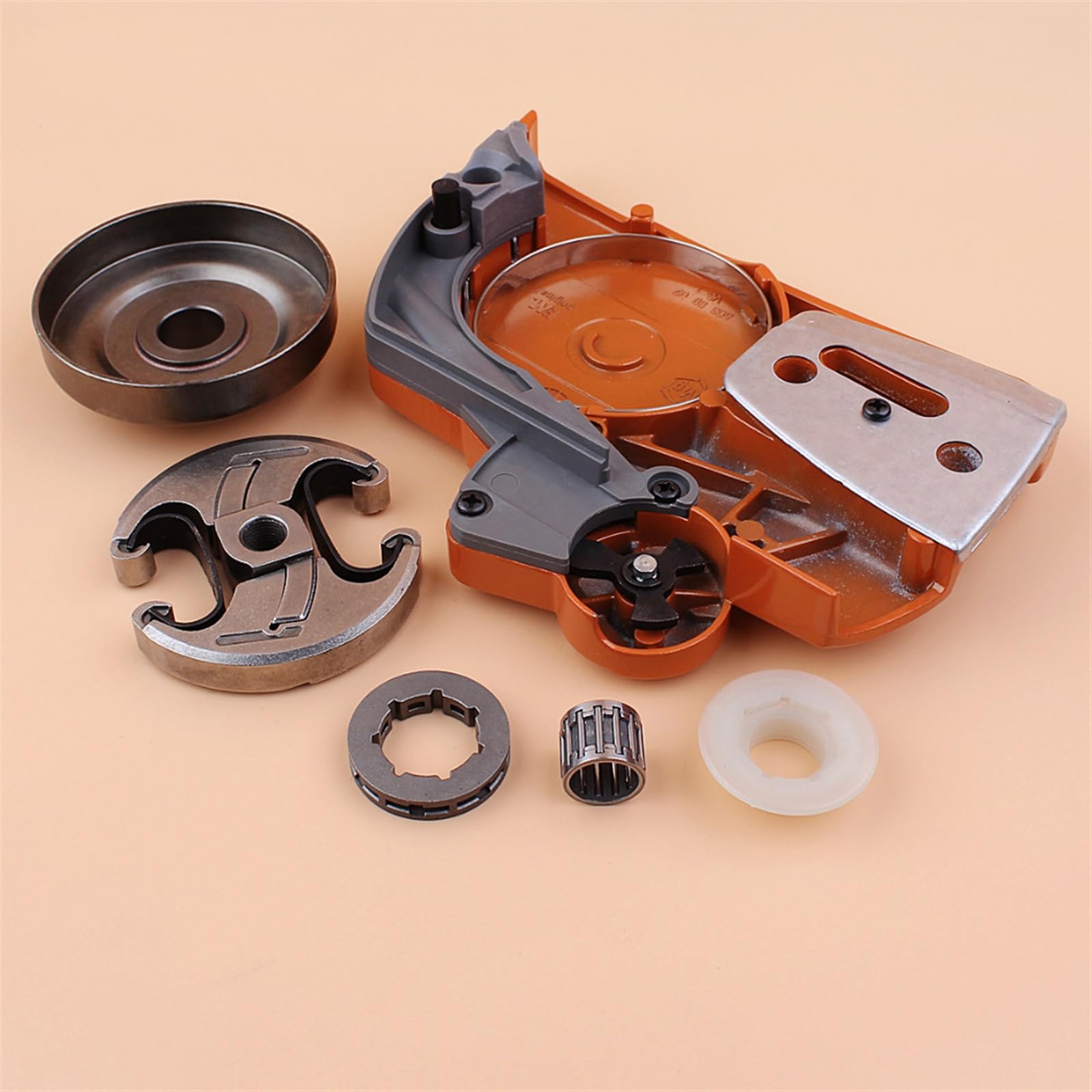 Kit de engranaje helicoidal con rodamiento de tambor de embrague, cubierta de piñón de embrague de freno, for Husqvarna, piezas de repuesto de motosierra 340 345 350 Kit de embrague para cortacé