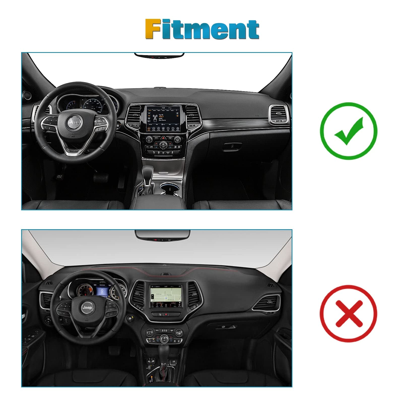 Xotic Tech Dash Cover Mat Custom Fit Non-Slip Dashboard Pad Carpet Protector Shield Sunshade No Glare Compatible with Jeep Grand Cherokee 2011-2021 (Black)