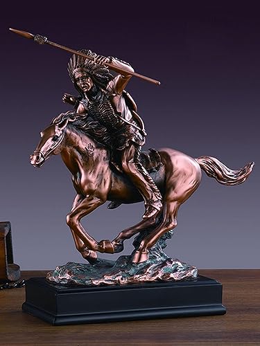 Miniatura 2 de Jefe indio en caballo estatua marrón