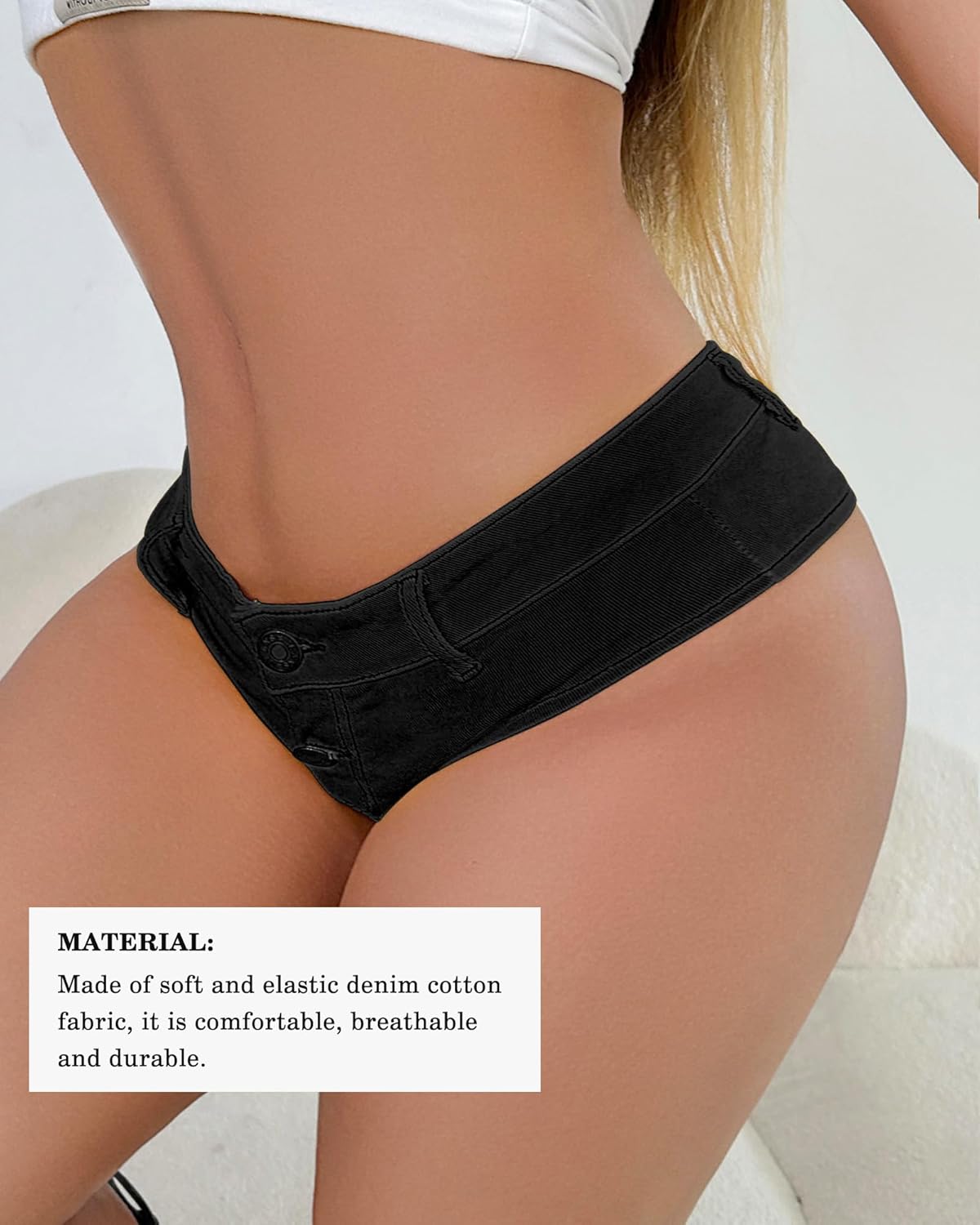 Denim Thong Booty Shorts for Women - Sexy Stretchy Micro Mini Daisy Dukes Hotpants Hot Pants - Image 7