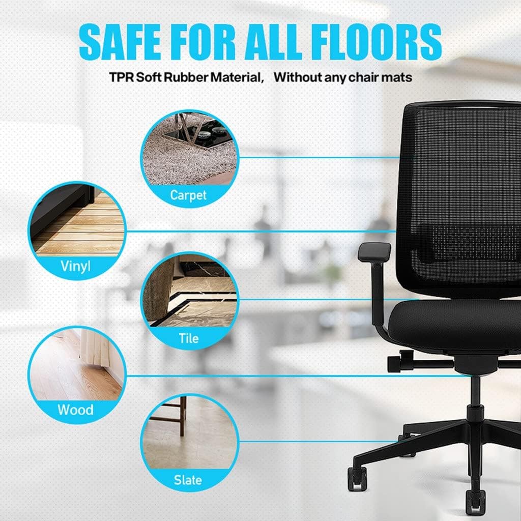 EKDSPW 5PCS TPR Soft Rubber 2" Universal Mute Wheel Office Chair Caster Replacement Swivel Furniture (Color : B, Size : One Size) : Office Products