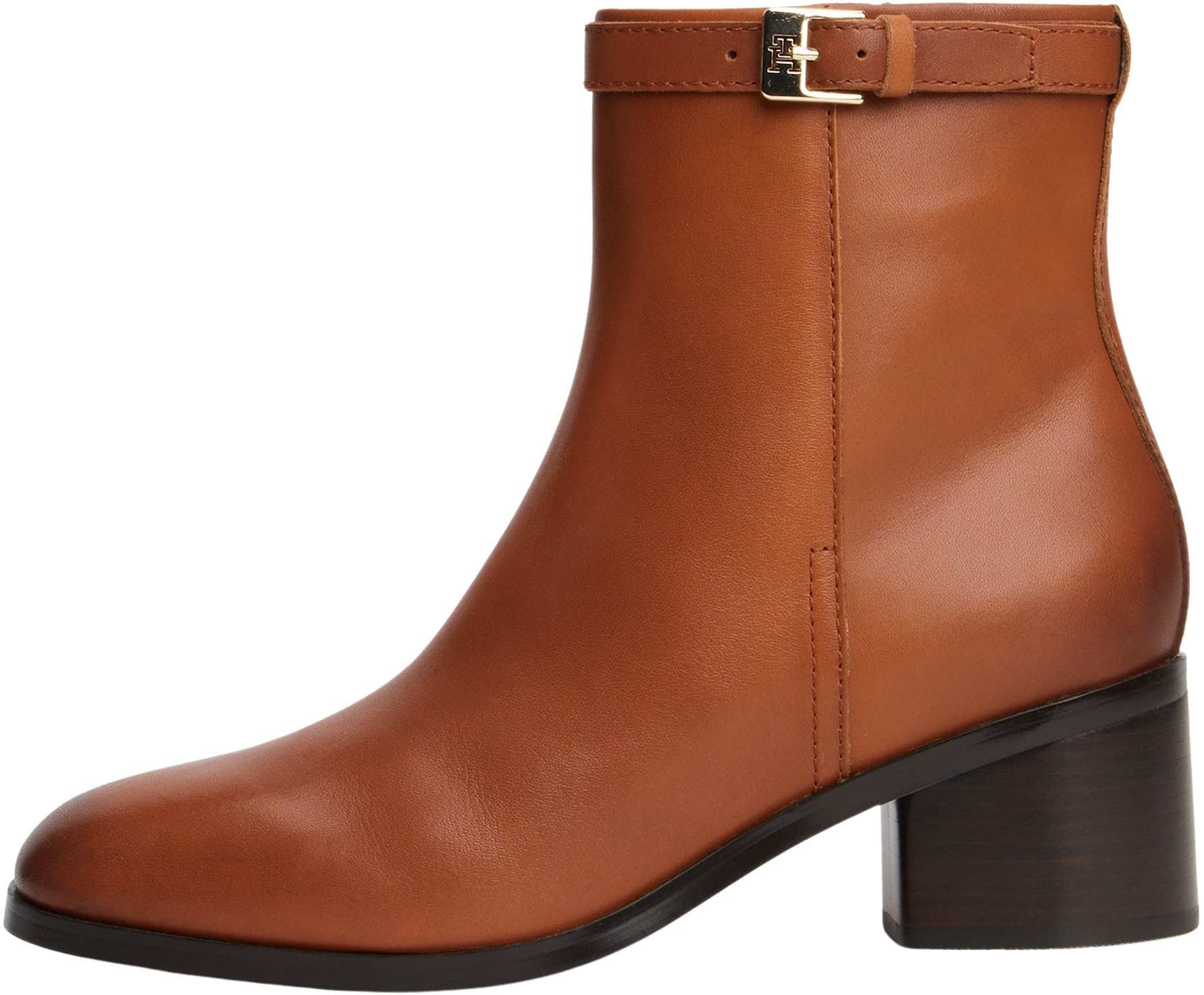 Tommy Hilfiger Women's Mid Heel Buckle Leather Riding Ankle Boots, Brown (Cinnamon Bark), 4