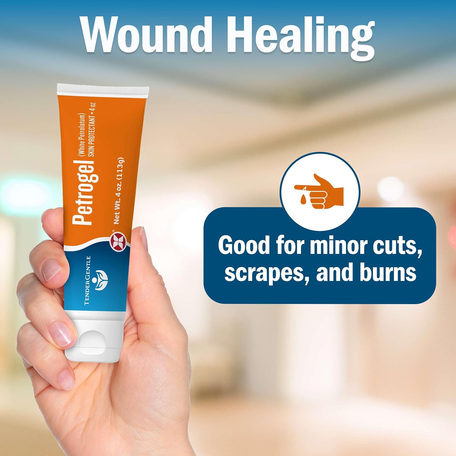 White Petroleum Jelly Squeeze Tube - 4 oz of Petrolatum for Minor Wounds and Diaper Rashes - Good for Chapped Lips from Dry Weather