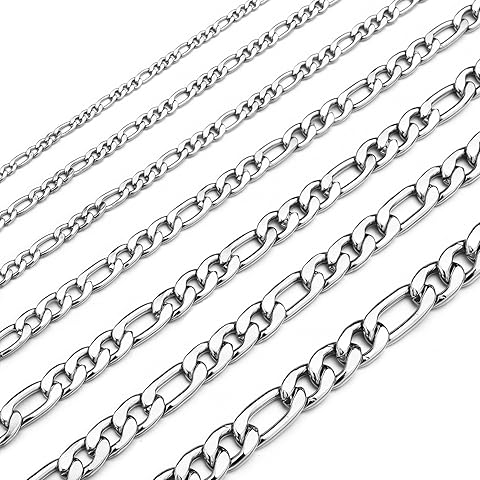 Figaro Chain Necklace Stainless Steel Real Gold Plated Chains for Men Women Jewelry Gift for Men Women