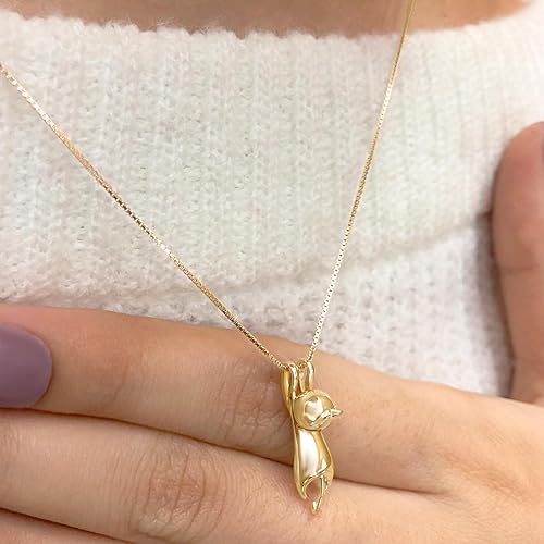 Miniatura 6 de AFFY Collares de plata de ley 925 con diseño de gato, joyería de gato para mujeres, regalos para amantes de los gatos, regalo del día de San