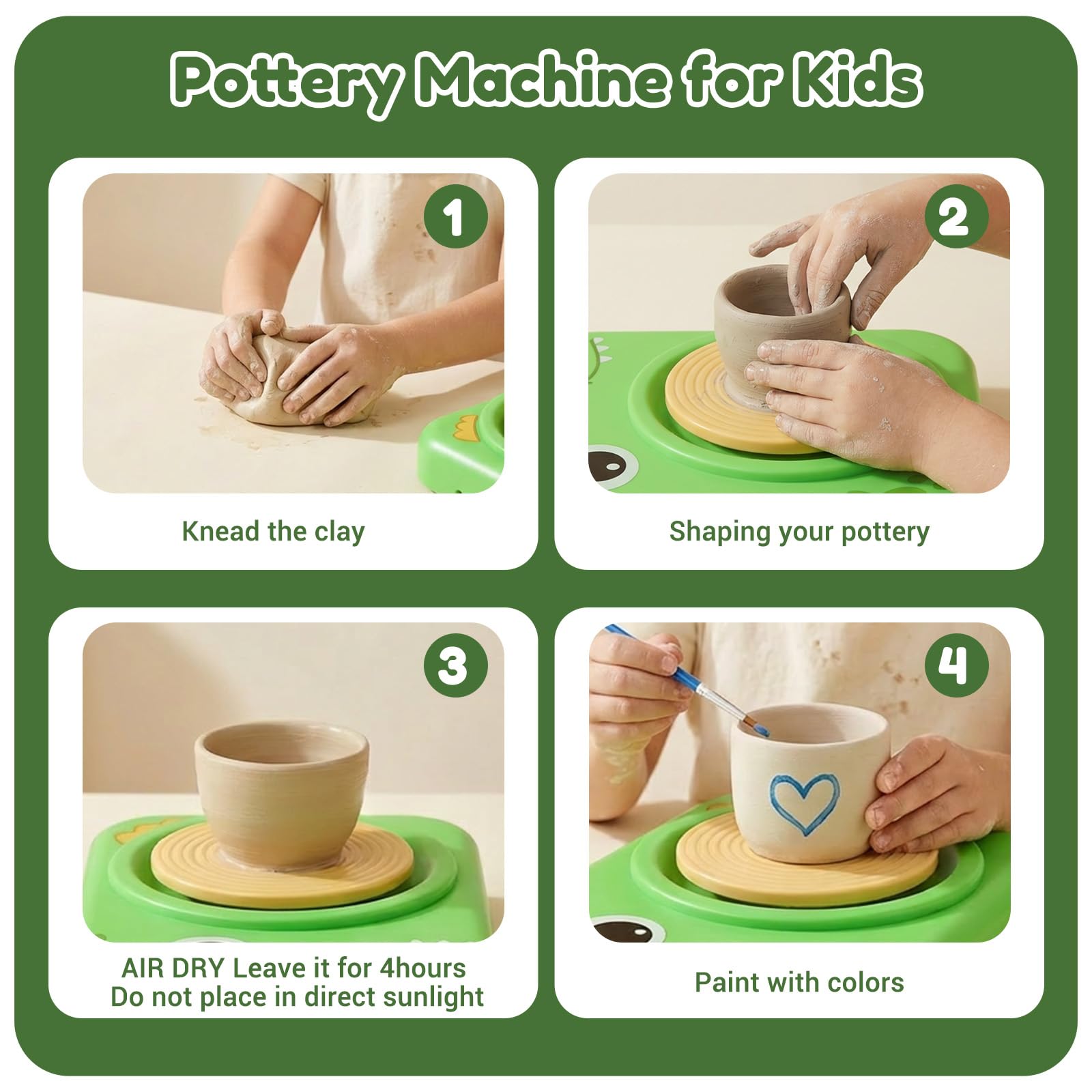 Töpferscheibe für Kinder-komplettes Töpfer-Malset,Kunst und Handwerk Malutensilien Spielzeug für Jungen Mädchen,Weihnachts Geschenk für Kinder im Alter von 6-14 Jahren