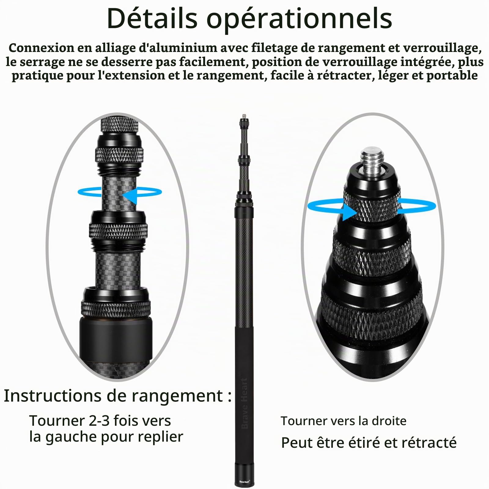 Perche à selfie invisible ultra longue en fibre de carbone de 3 m pour caméra d'action Insta360 ONE X5 X4 X3 ONE X2 R X3 R X