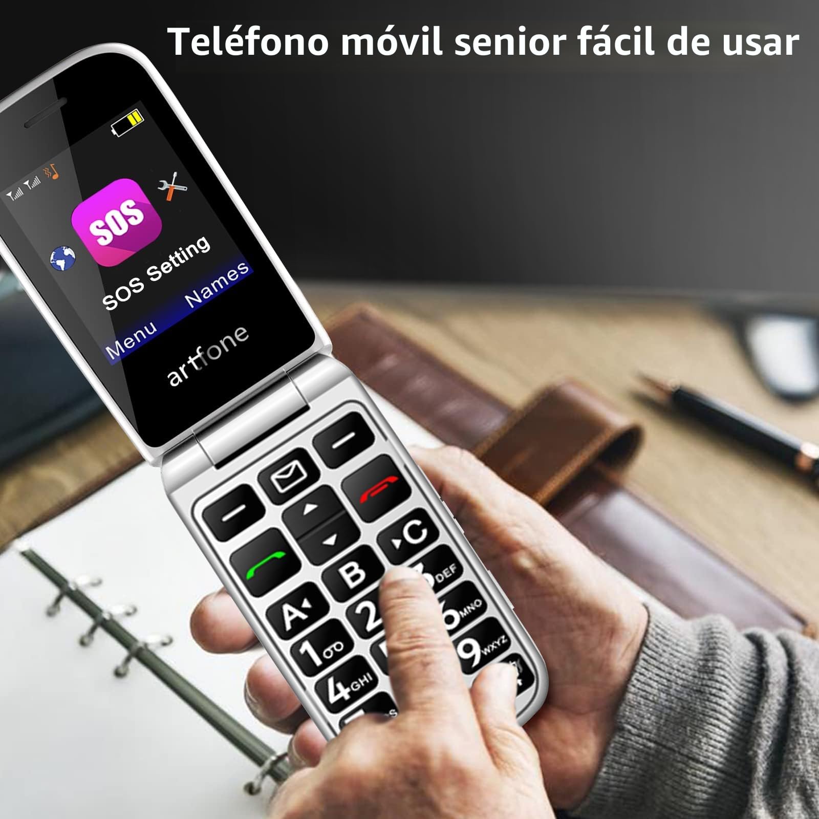 artfone F20 Azul - 2G gsm Teléfono móvil de Tapa para Mayores丨Botones y Teclas Grandes丨Pantalla 2,4" 丨Llamada Rápida丨Movil para Mayores丨Botón SOS丨Bateria 1300mAh丨Doble SIM丨USB-C丨Volumen Alto丨Bluetooth