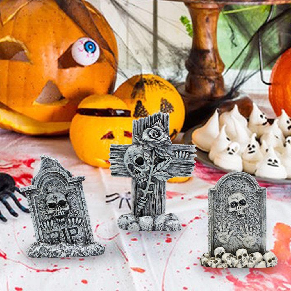 Halloween Mini Deko HAPINARY Kunstharz Grabstein Dekoration Halloween  Gruselige Deko Halloween Figuren, image size:1001x1001
