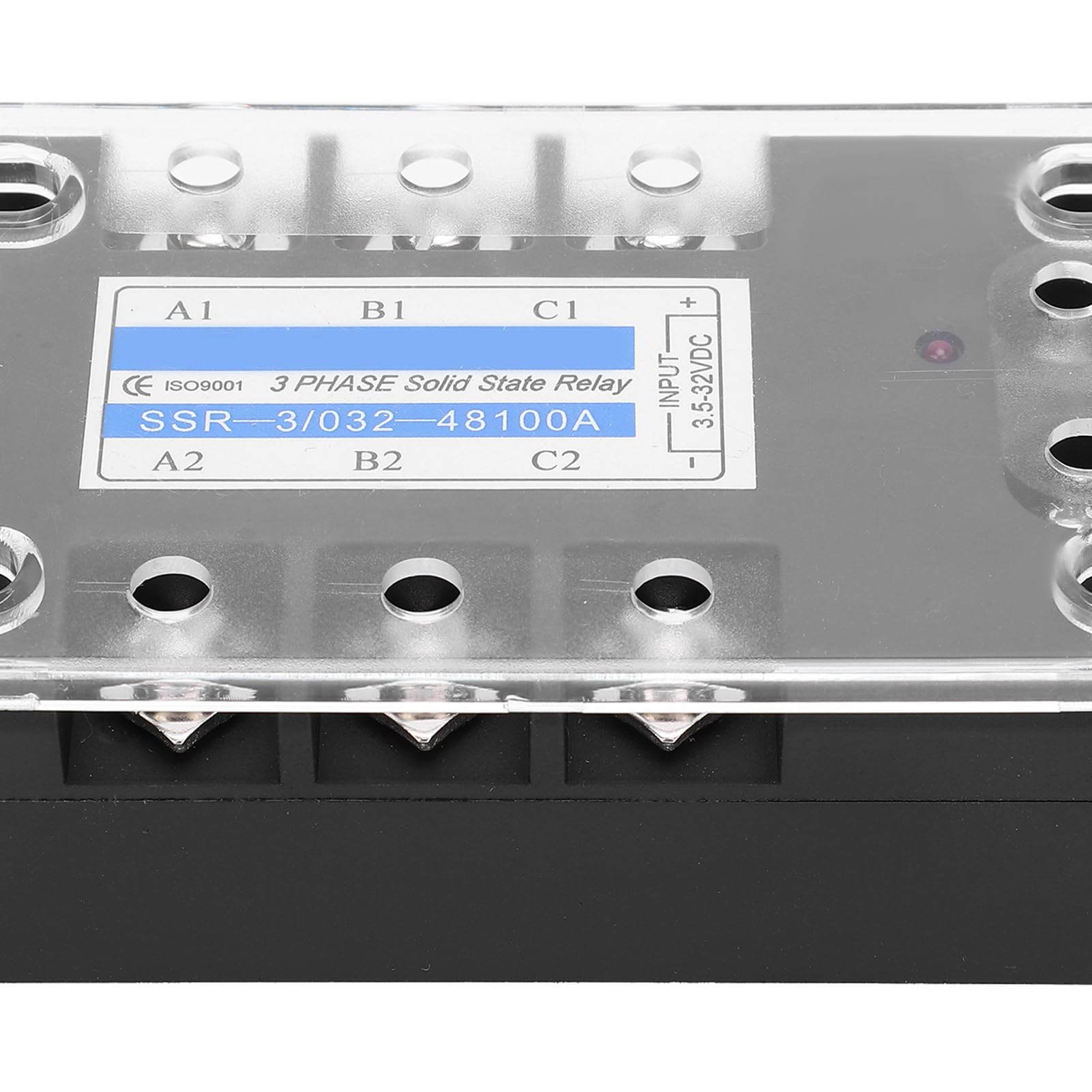 Relais statique triphasé SSR 3 D48100 100 A DC contrôle sortie AC 480 V avec indicateur LED coque ignifuge et couvercle de protection pour machines industrielles robustes