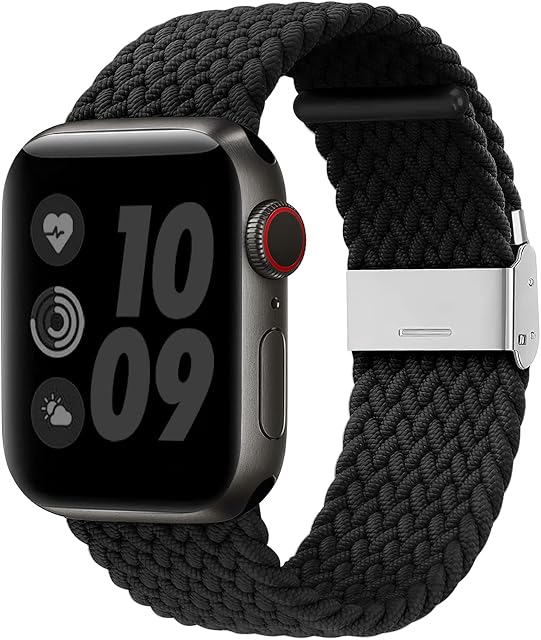 Wepro Stretchy Straps Compatible with Apple Watch Strap 45mm 44mm 42mm for Women/Men, Elastic Adjustable Nylon Replacement Strap for Apple Watch SE/iWatch Series 8 7 6 5 4 3 2 1, Black