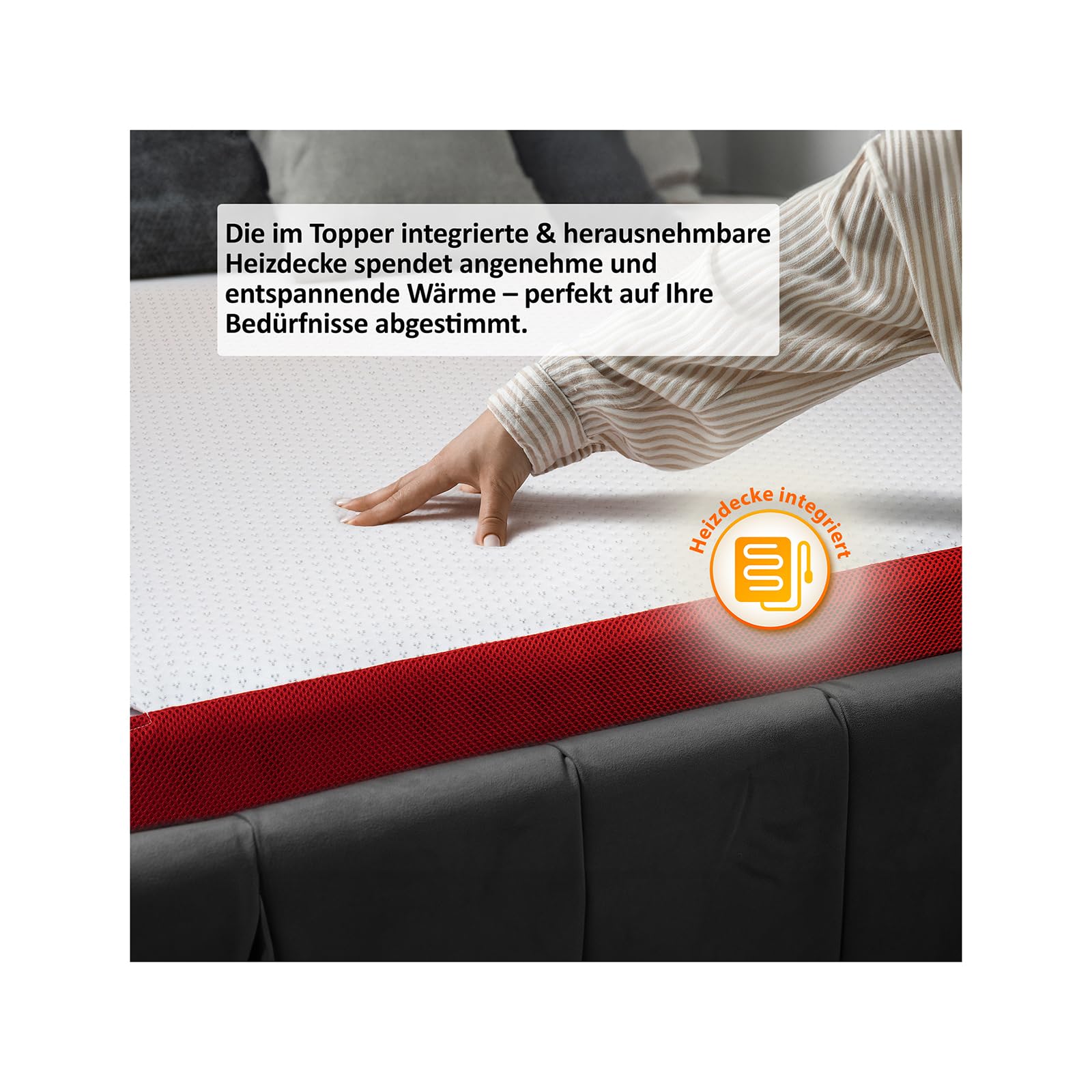 Genius Topper eazzzy - Topper Premium Heat Therapy con manta eléctrica y espuma viscoelástica con certificado Öko-Tex, 9 cm de alto, 120 x 200 cm y otros tamaños