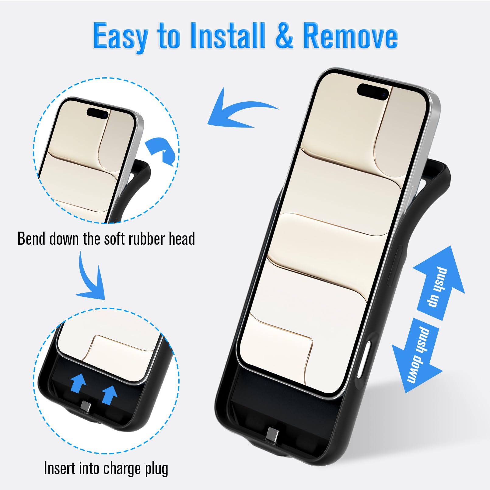 Custodia per iPhone 17 Air, batteria ricaricabile (8500 mAh, 6,6"), con pellicola protettiva, caricabatterie portatile, batteria per iPhone 17, colore: nero