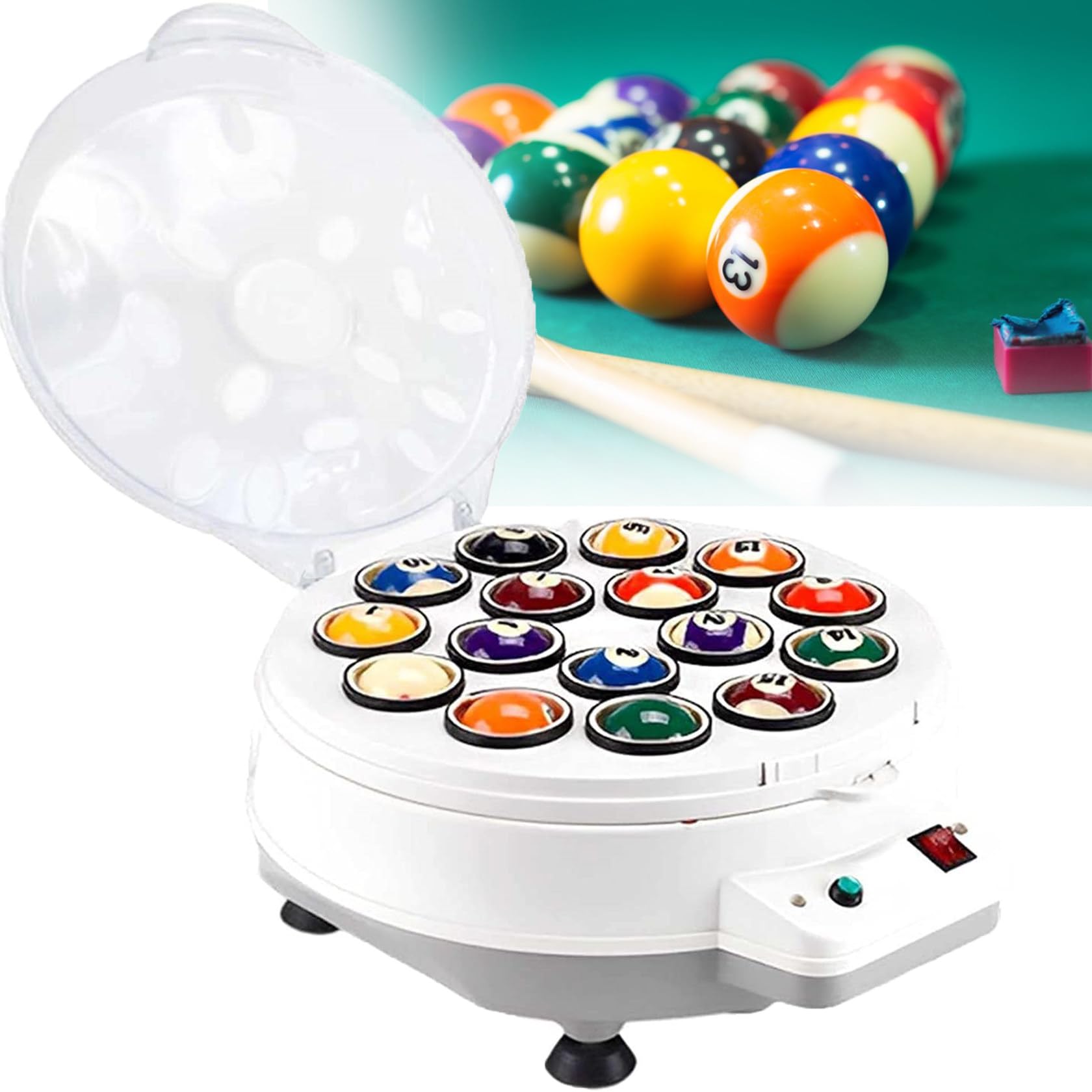 ZUMAHA Balls Billiards Automatic Cleaning Machine, 2 in 1 Pool Ball Polisher Cleaning Machine, for Billiards Ball Set Snooker Ball Set,16Balls
