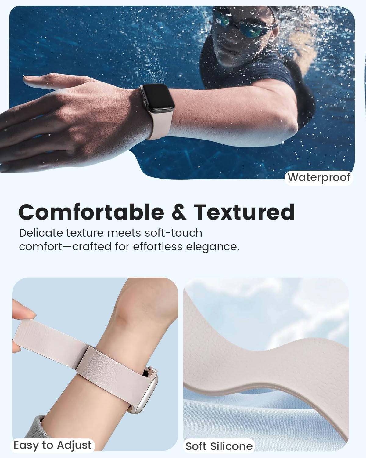 Magnetic Silicone Band Compatible with Apple Watch Band 38mm 40mm 41mm 42mm 44mm 45mm 46mm 49mm Women Men, Soft Waterproof Sport Strap for iWatch Series 11 10 9 8 7 6 5 4 3 2 1 SE Ultra - Image 4