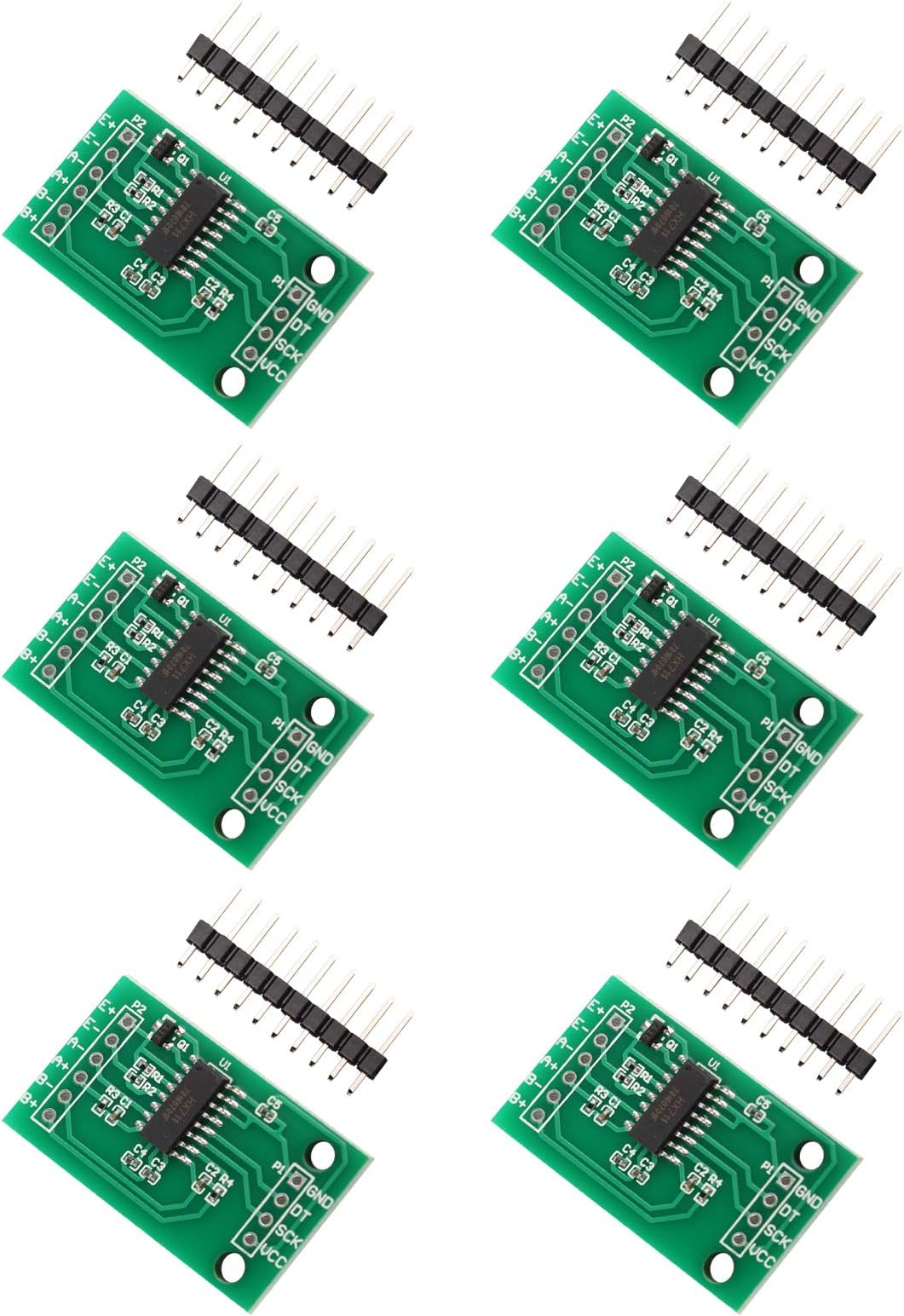 6Pcs HX711 Weight Pressure Sensor Module 24-bit Precision AD Module Dual-channel Load Cell Compatible with Arduino DIY