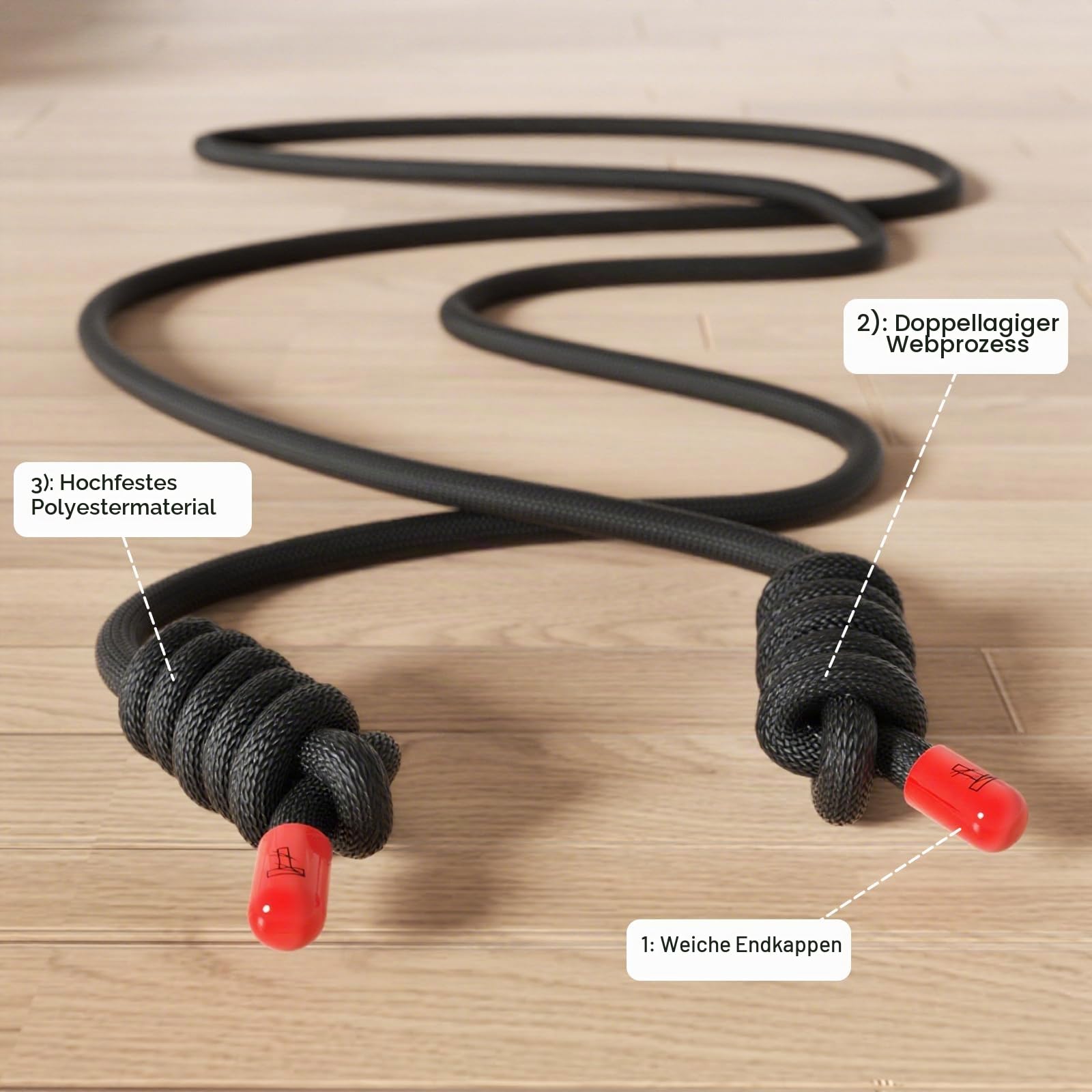 Flow Rope Übungsspringseil für Fitness, Workout, Fluss mit 2,7 m verstellbarem, doppelt gewebtem Workout-Seil für Männer, Frauen, Anfänger-Training – Indoor & Outdoor Cardio