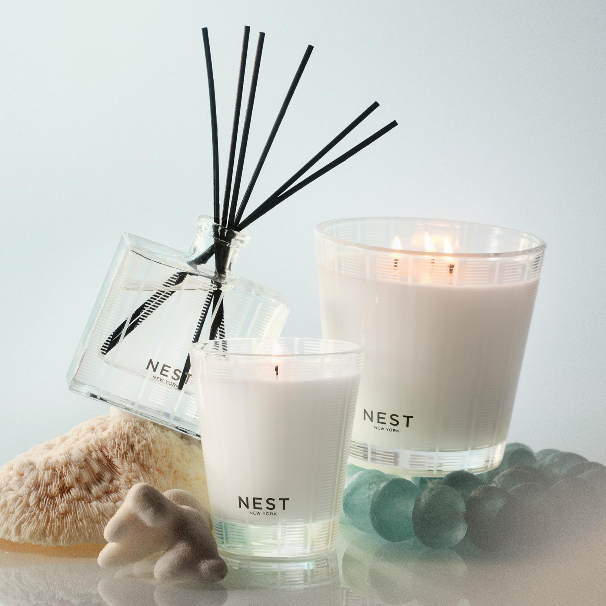 NEST New York Scented 3-Wick Candle, Ocean Mist &amp; Sea Salt - 21.2 oz - Up to - product photo