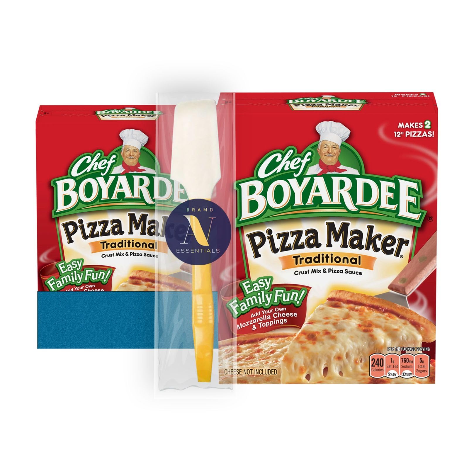 Lavinia Essentials Bundle: 4- Pack of Traditional Cheese Pizza, Homemade Pizza Kit 31.85 oz Box + 1 Utility Prop