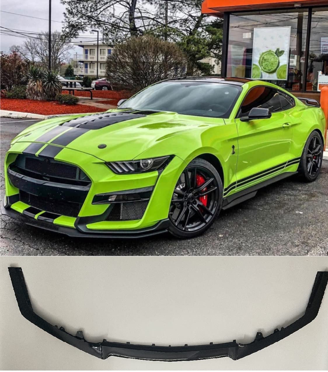 Samochód 3 Sztuk Dyfuzor Przedniego Zderzaka Spoiler Lip Splitter Narożnik Skrzydło Podbródek Zestaw Karoserii Dla Forda Dla Mustanga Dla GT500 Stylu 2015-2021(Bright black)