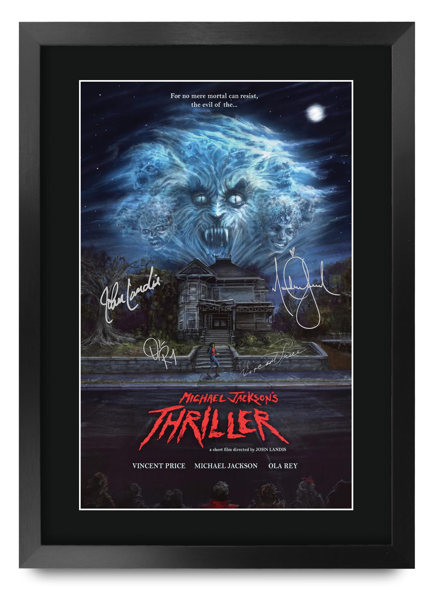 HWC Trading Michael Jackson Thriller Video 16 x 12 inch Gifts Printed Signed Autograph Picture for Music Memorabilia Fans - 16" x 12" Framed