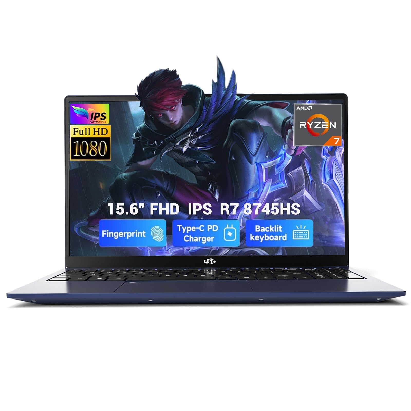NIMO 15.6" IPS FHD Light-Gaming-Laptop, AMD Ryzen 7 8745HS 16GB DDR5 RAM 1TB SSD (8C/16T, up to 4.9 GHz Beat R9 7940HS) Radeon 780M GPU 100W Type-C