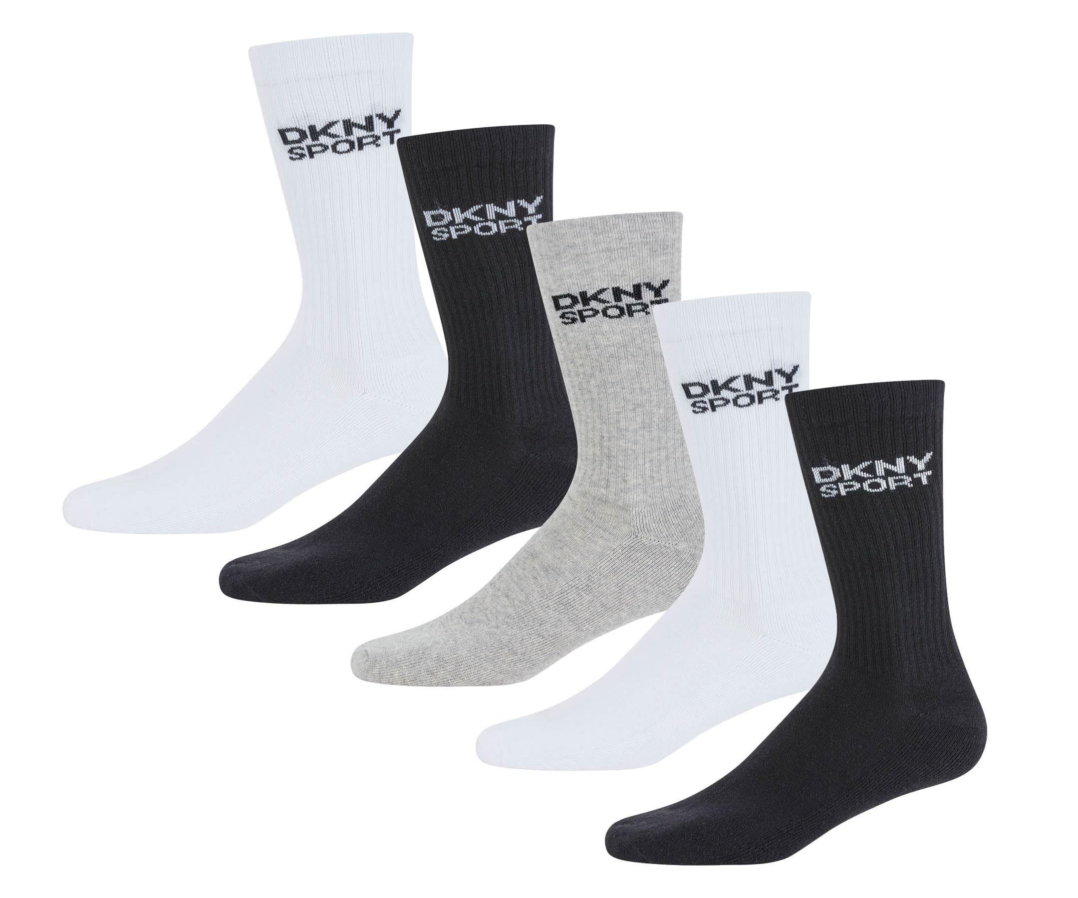 DKNY Radde Men's Socks | Cotton Blend Crew Socks | Moisture Wicking Socks | Knitted logo | Mens Thick Socks | Breathable And Comfortable Mens Socks | Pack of 5 Classic Crew Socks | Size 7-11