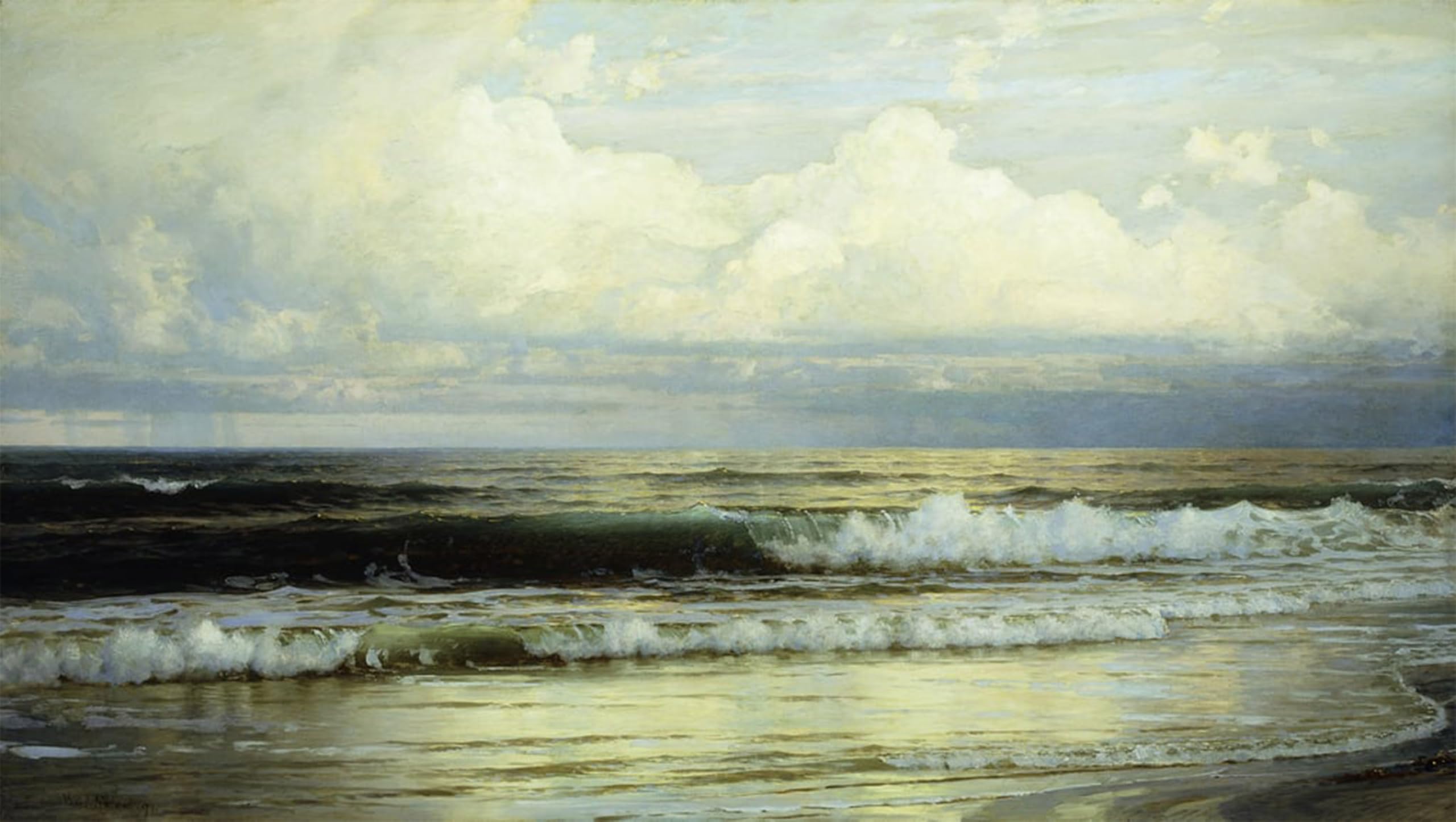 ARTXLXXBN Famous Painting Canvas Artwork Graffiti Print Sunlit Clouds and Sea by William Trost Richards Portrait Canvas Image for Home Decor 60x90cm