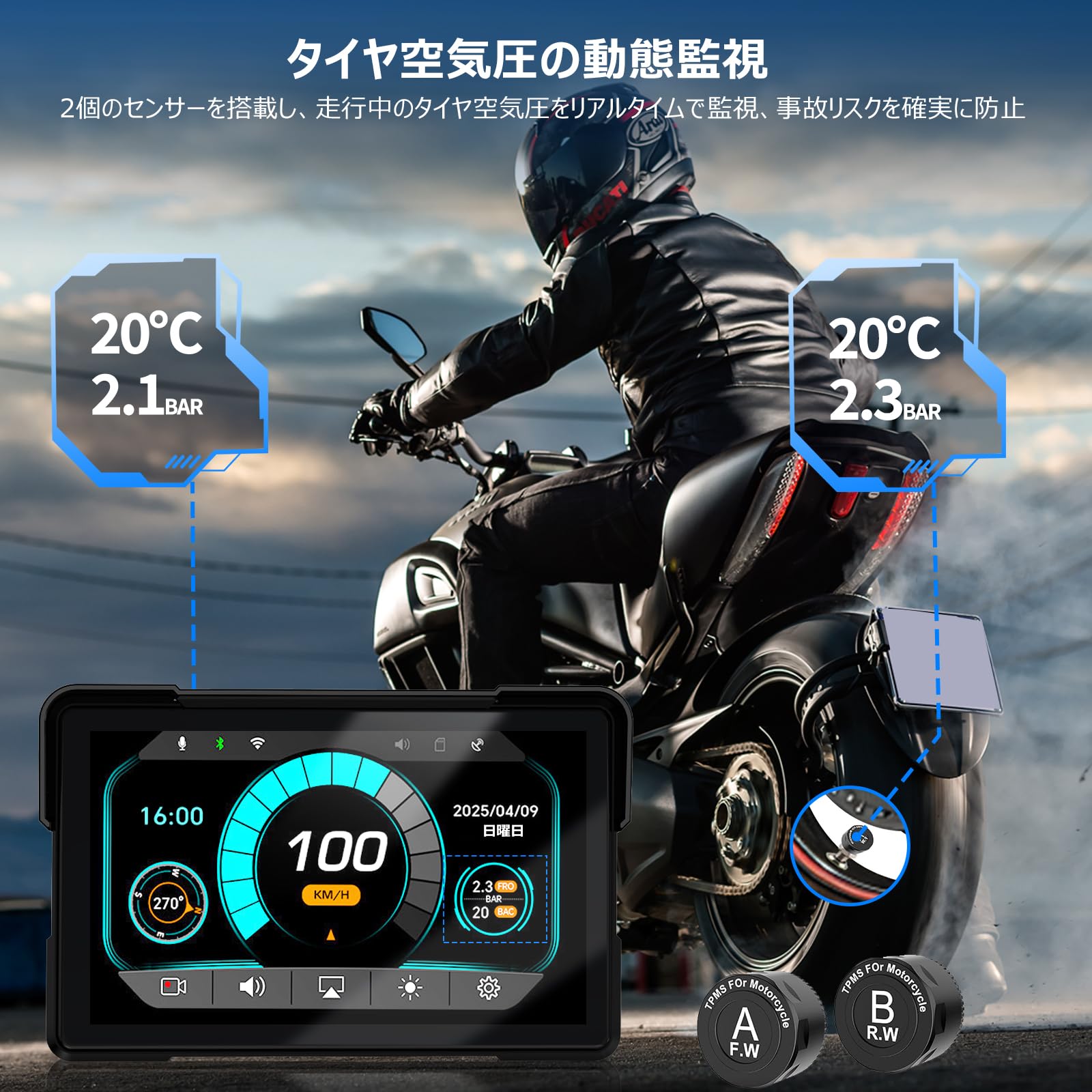 Amazon.co.jp: PARKVISION 7インチ バイクドライブレコーダー 1080P