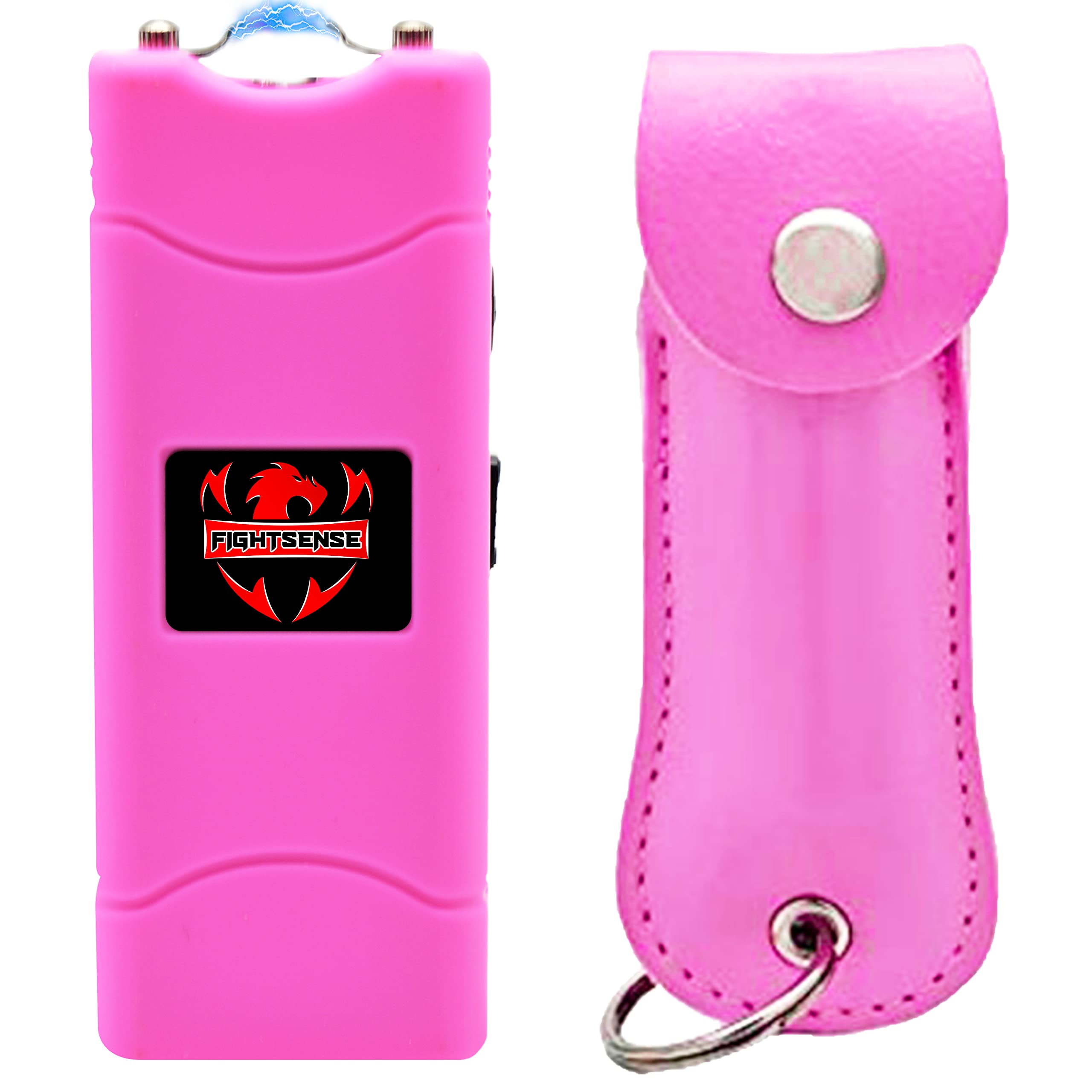 FIGHTSENSE Mini Stun Gun Keychain & Pepper Spray Combo Pack for Self Defense Kit