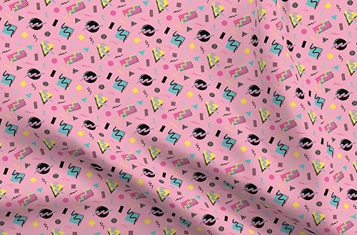 Miniatura 5 de Spoonflower Fabric - Retro Geometric 80S 90S Party Post Modern New Wave Pink Shapes Memphis Printed on Petal Cotton Fabric by The Yard - Sewing