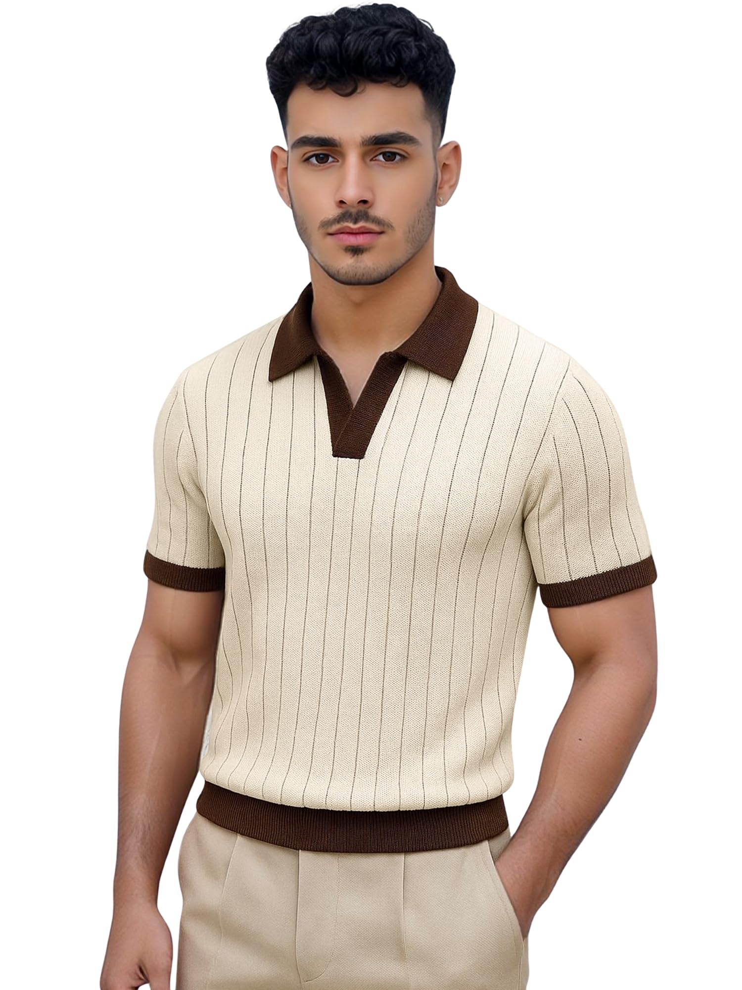 maniac || Mens || Solid || Textured || Polo Neck || Half Sleeve || Cotton Blend T-Shirt-picture-20