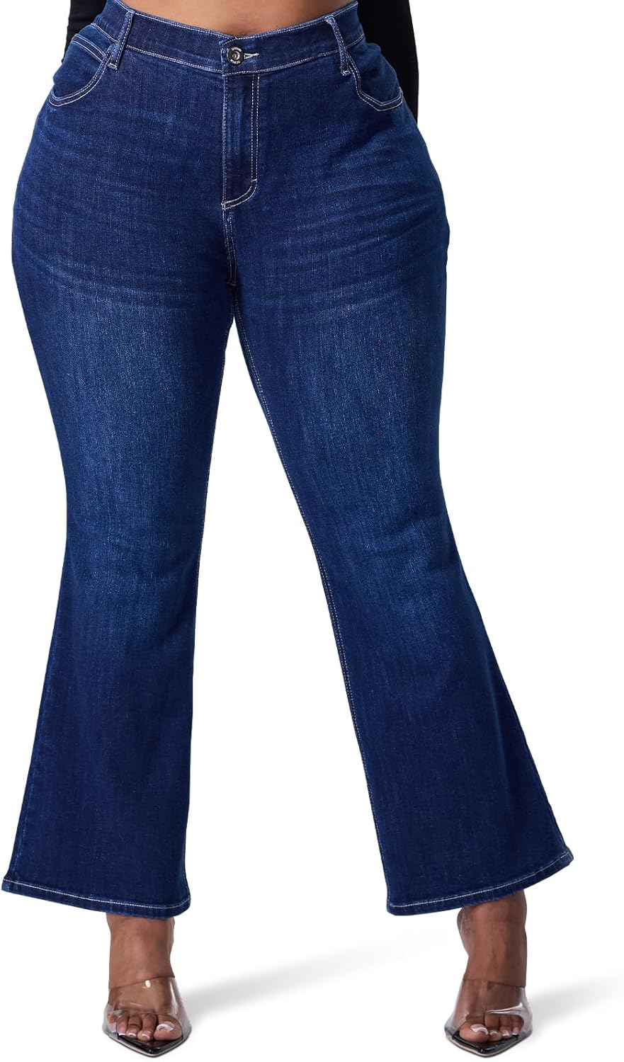 Women's High Rise Jean Plus Size Jean Ultra Lux Comfort Flare Jean with Pockets?NOT Cut Open? Deep Blue 24 Plus