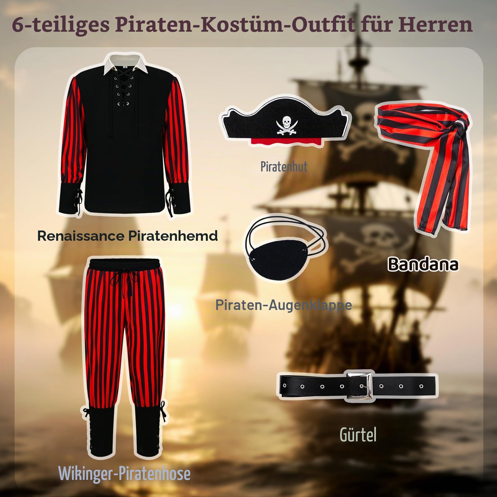 Mittelalterliches Renaissance Piratenkostüm für Erwachsene